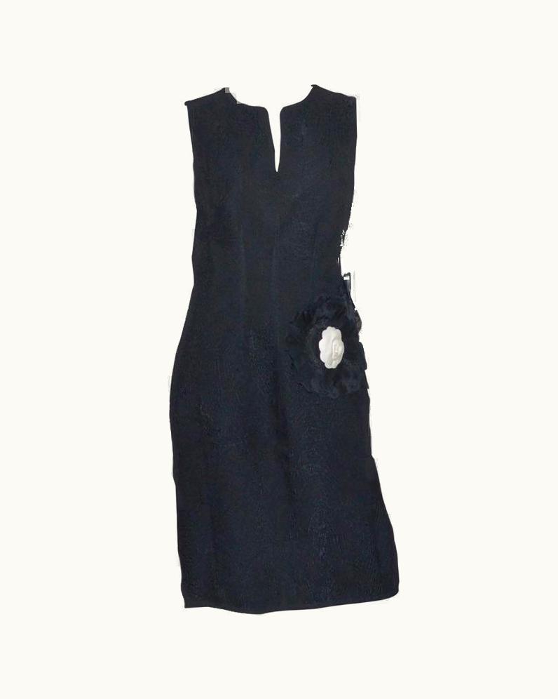 Chanel Chanel 1998 C Wool Blend Lbd Camellia Dress