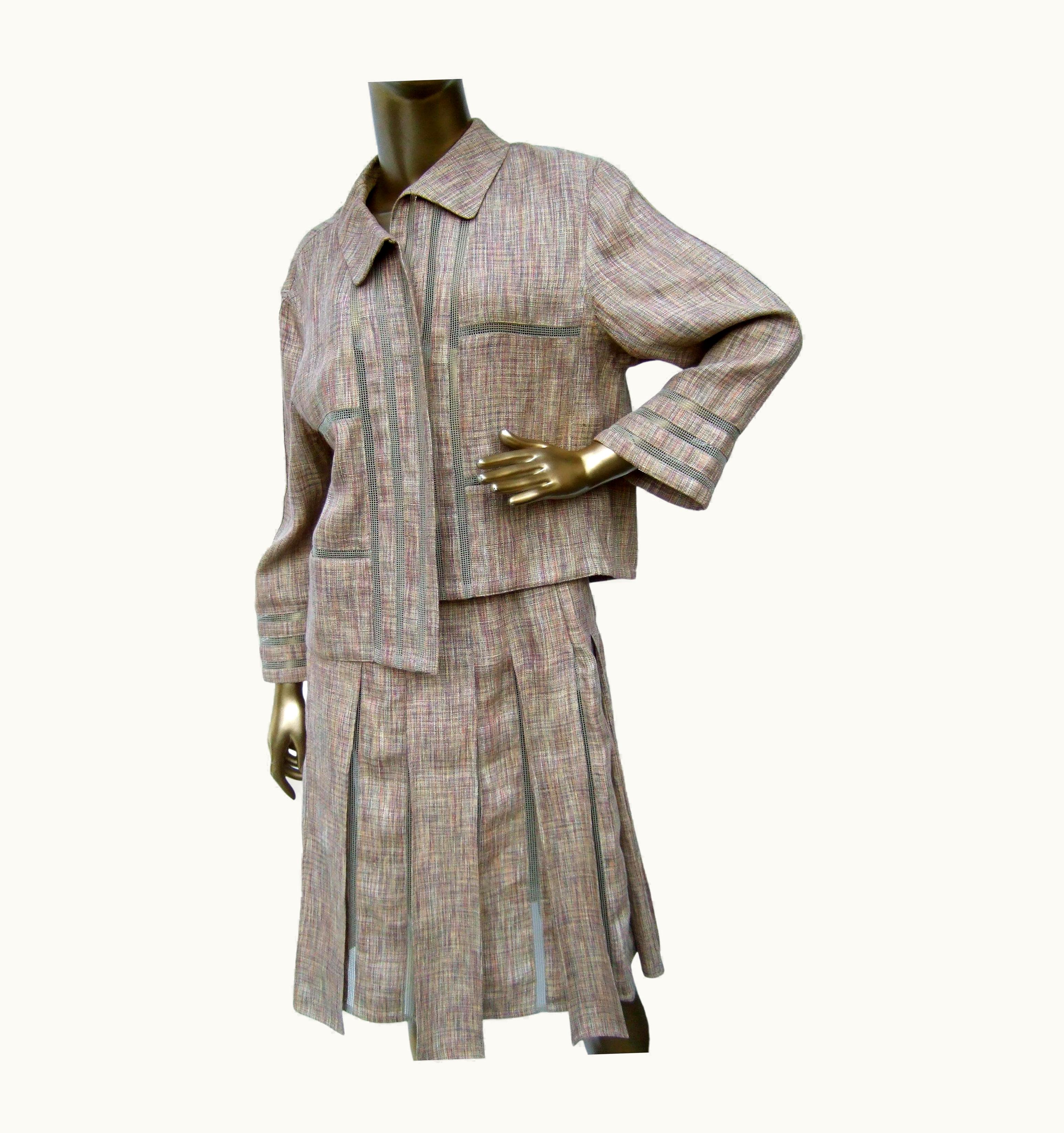 Chanel Chanel Chic Beige Linen & Cotton Blend Skirt Suit C 2000