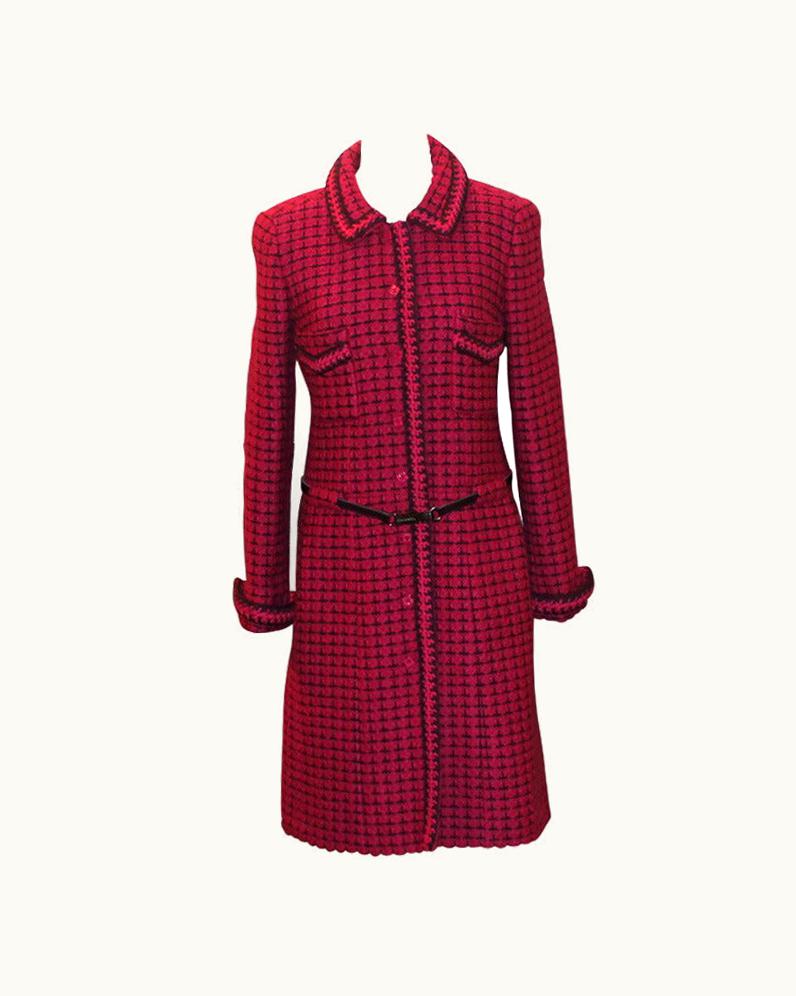 Chanel Chanel Pink & Purple Knitted 3/4 Coat With Belt - 38 - Circa 2000