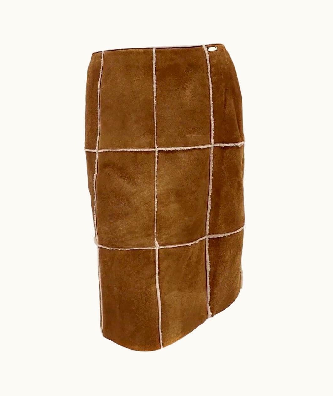 Chanel Vintage Chanel Wool Shearling Skirt AW2000 2000