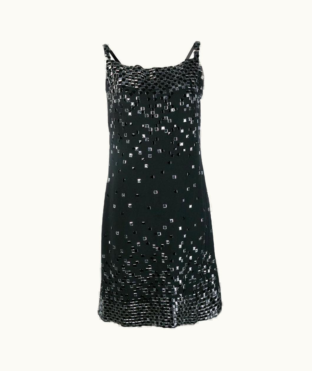 Chanel 2000s Chanel Vintage Black Silk Sequined Dress