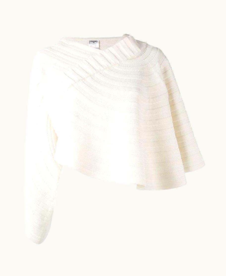 Chanel 2000s Chanel Vintage White Mixed Fabric Sweater