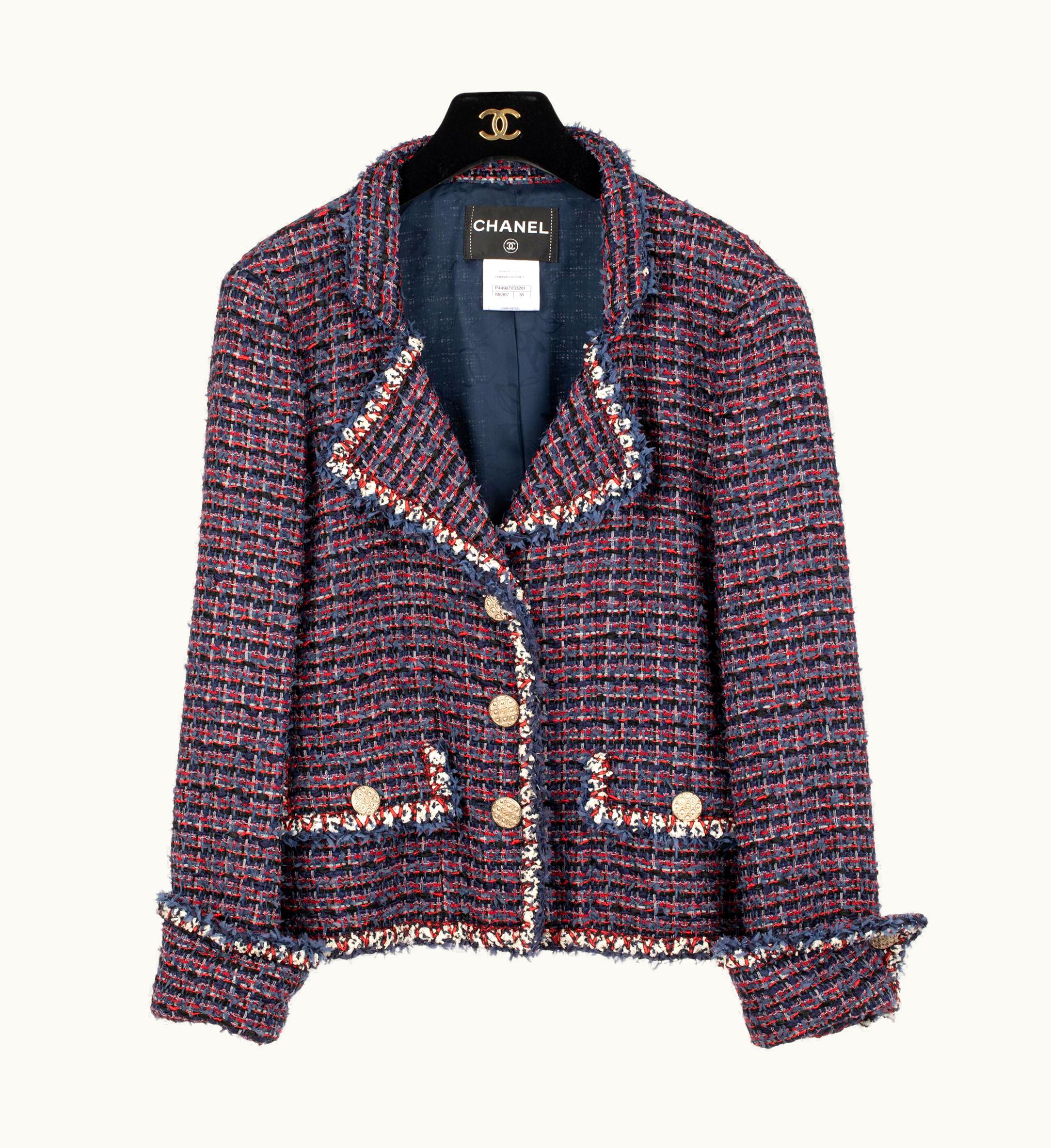 Chanel Chanel Red, Navy & Ivory Tweed Jacket 38 Fr
