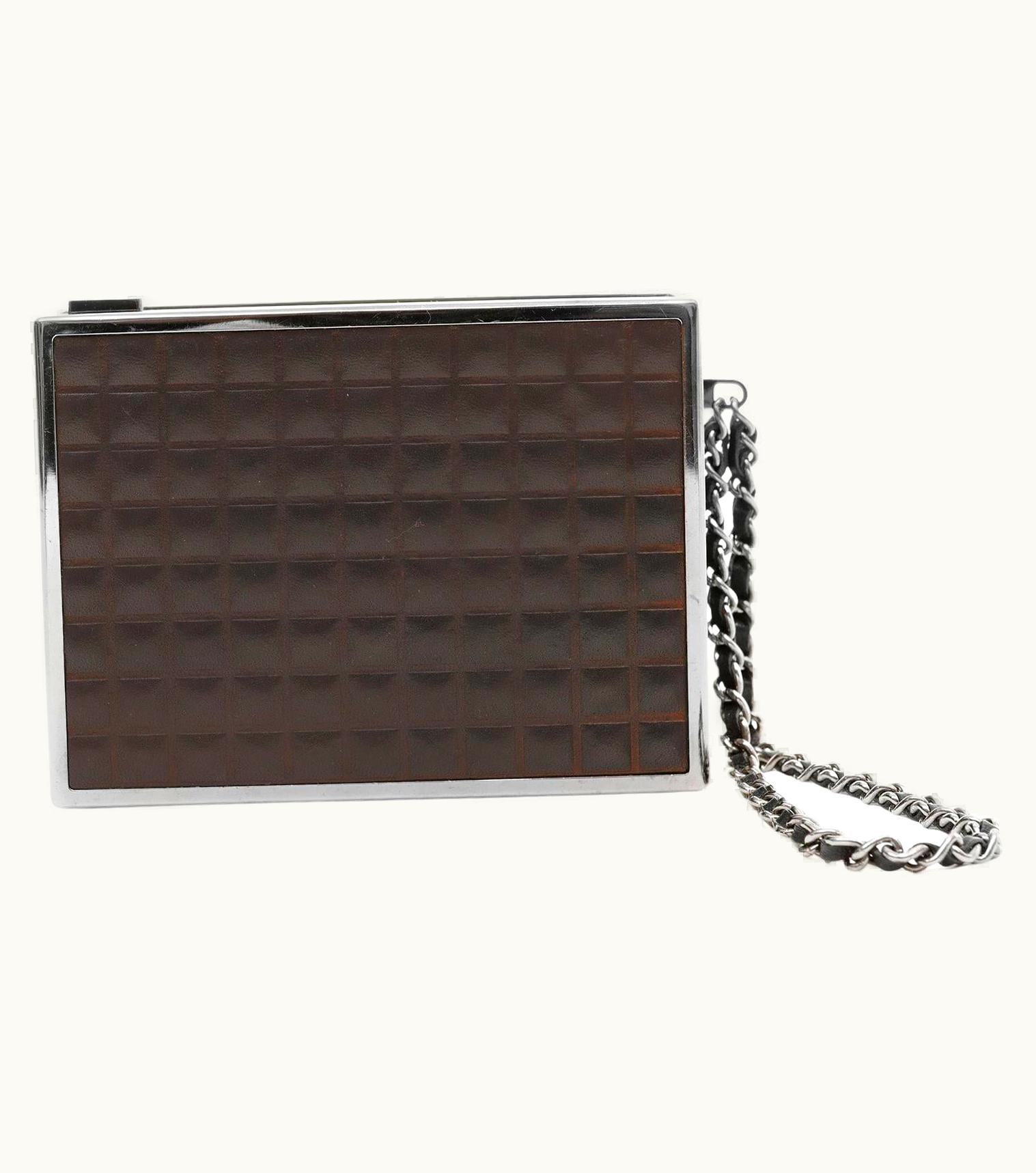 Chanel Chanel Vintage Brown Leather Box Purse Wristlet