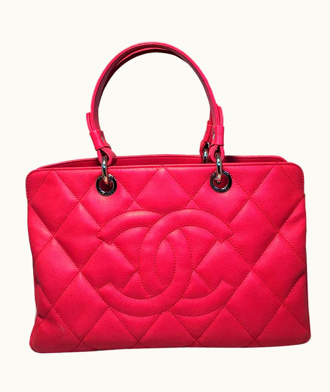 Chanel Chanel Dark Pink Caviar Quilted Grand Shopping Tote