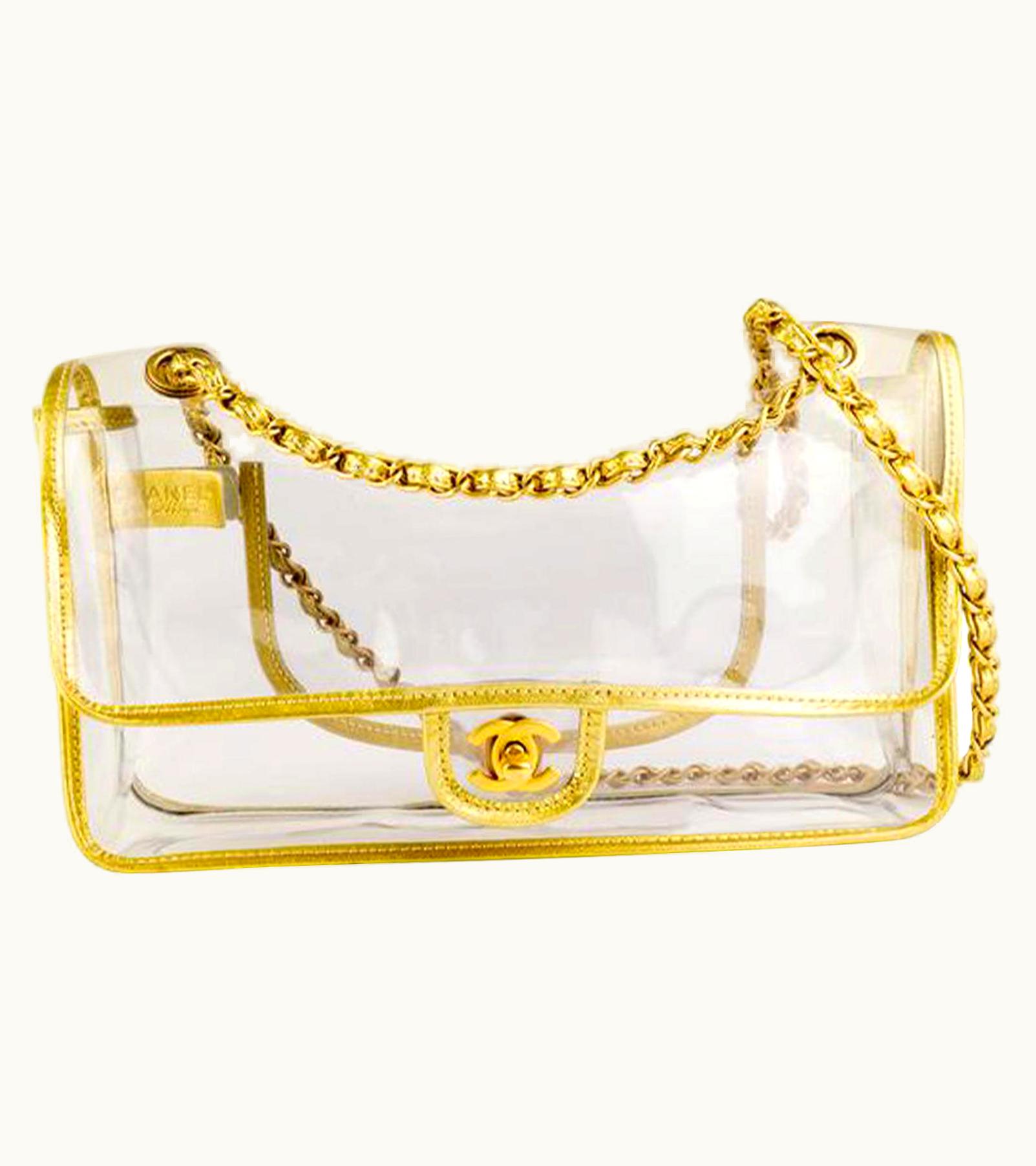 Chanel Chanel Transparent Naked Classic Gold Vintage Flap Bag