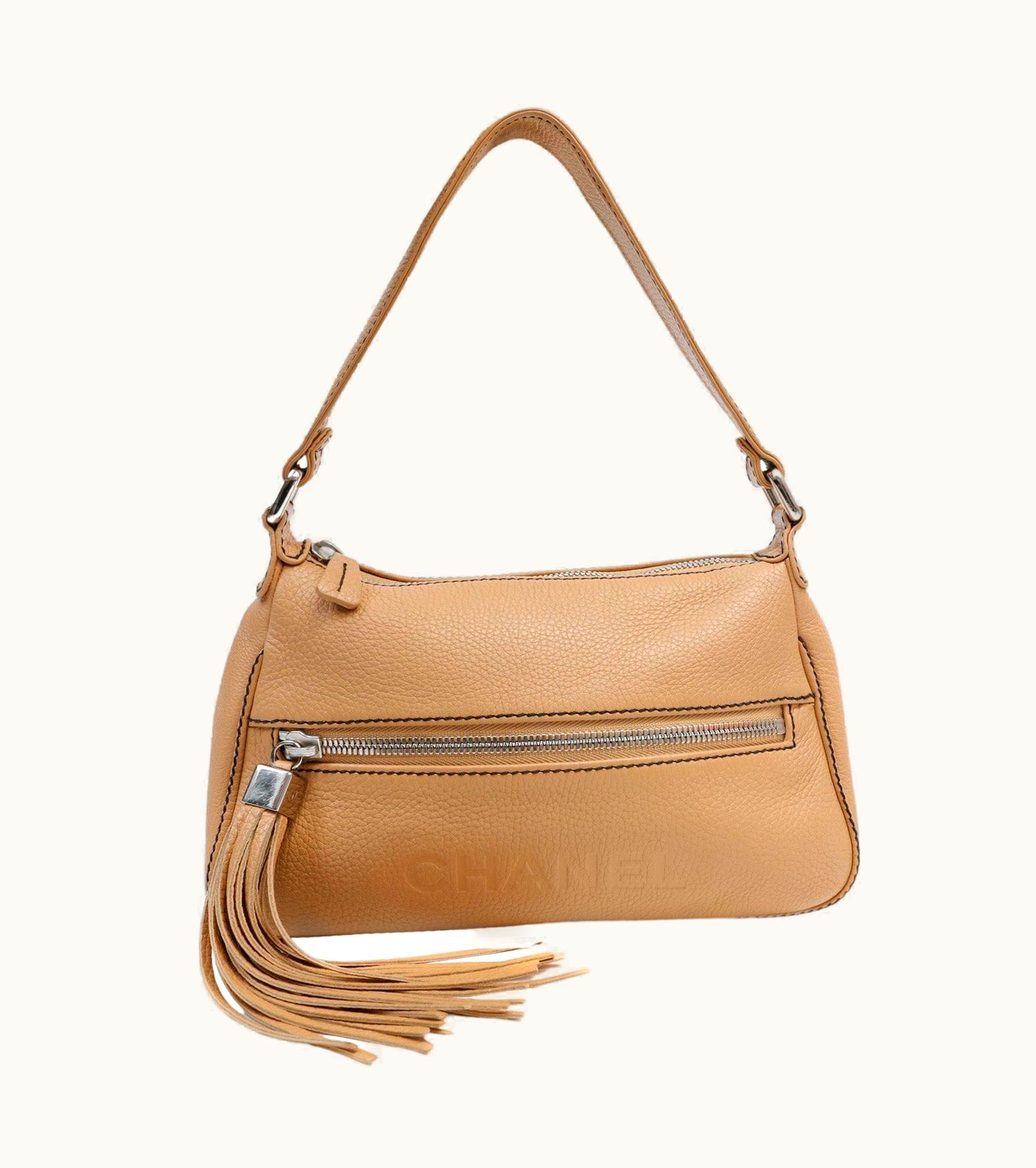 Chanel Chanel Beige Pebbled Leather Lax Shoulder Bag