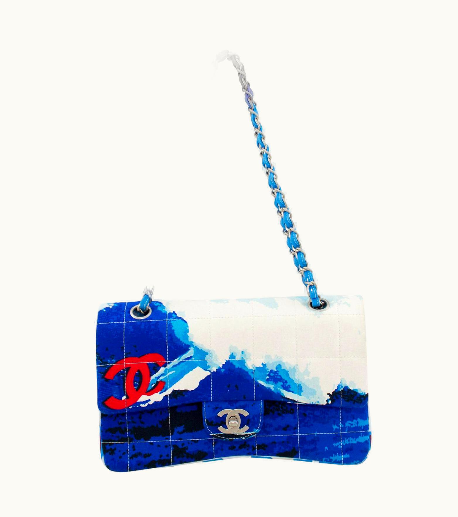 Chanel Collectable 2002 Chanel Surf Line Canvas 2.55 Flap Bag