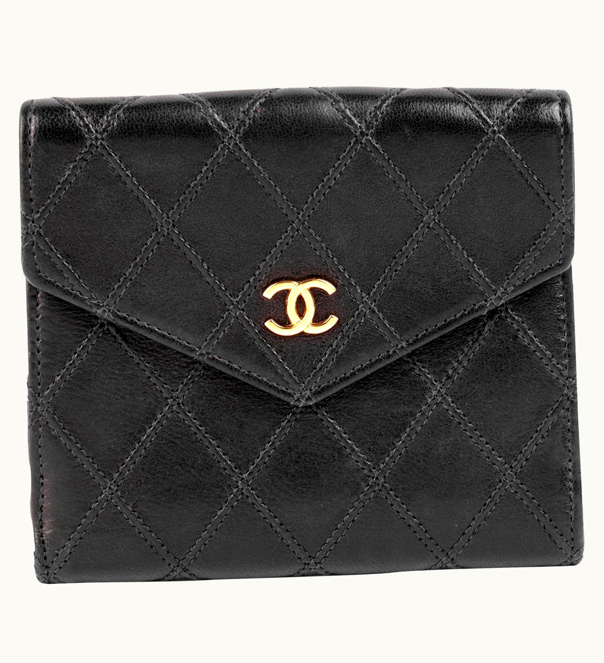 Chanel Chanel Black Quilted Lambskin Timeless Vintage Bi-Fold Wallet