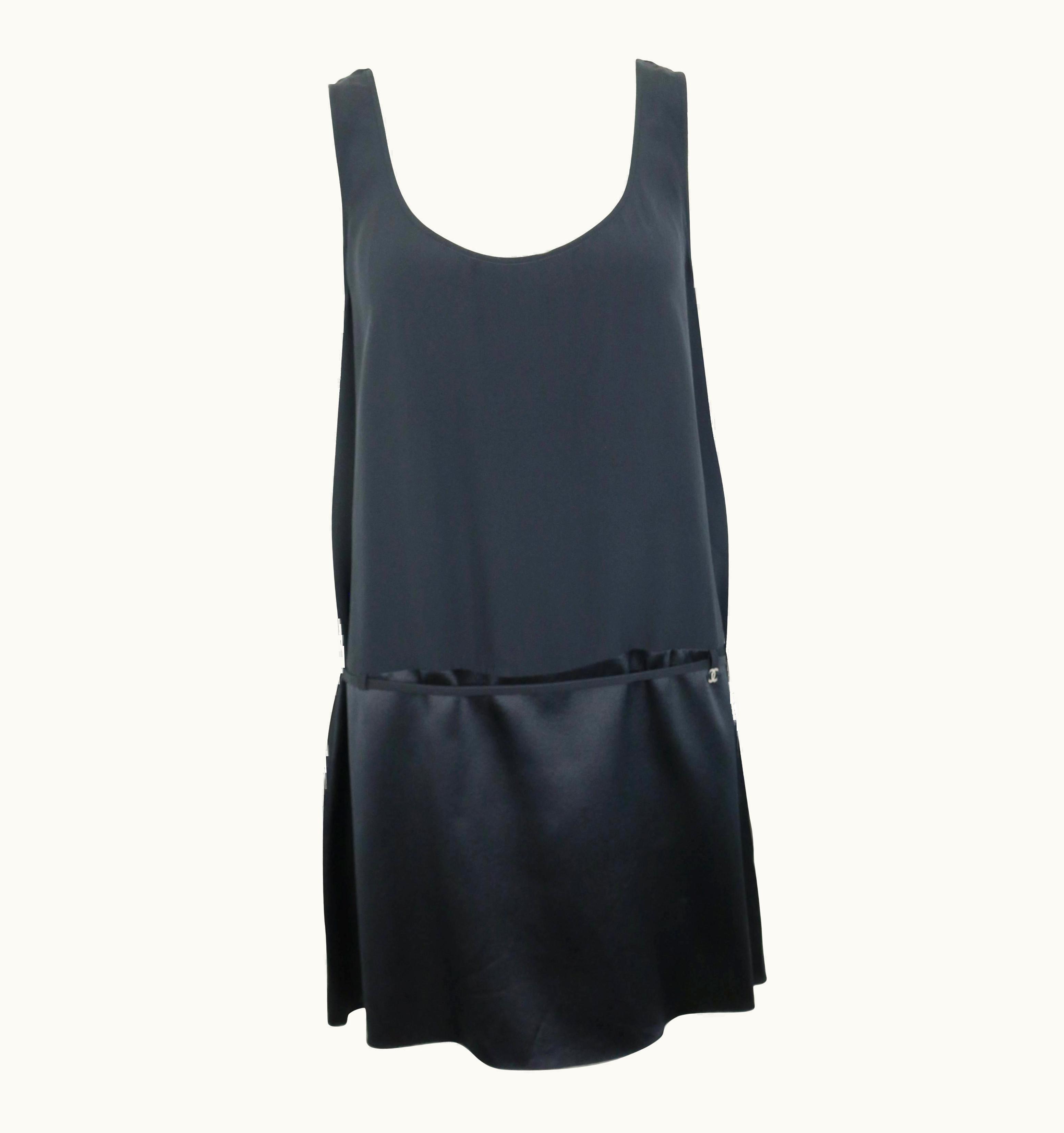 Chanel Chanel Black Silk Sleeveless Round Neck Tunic