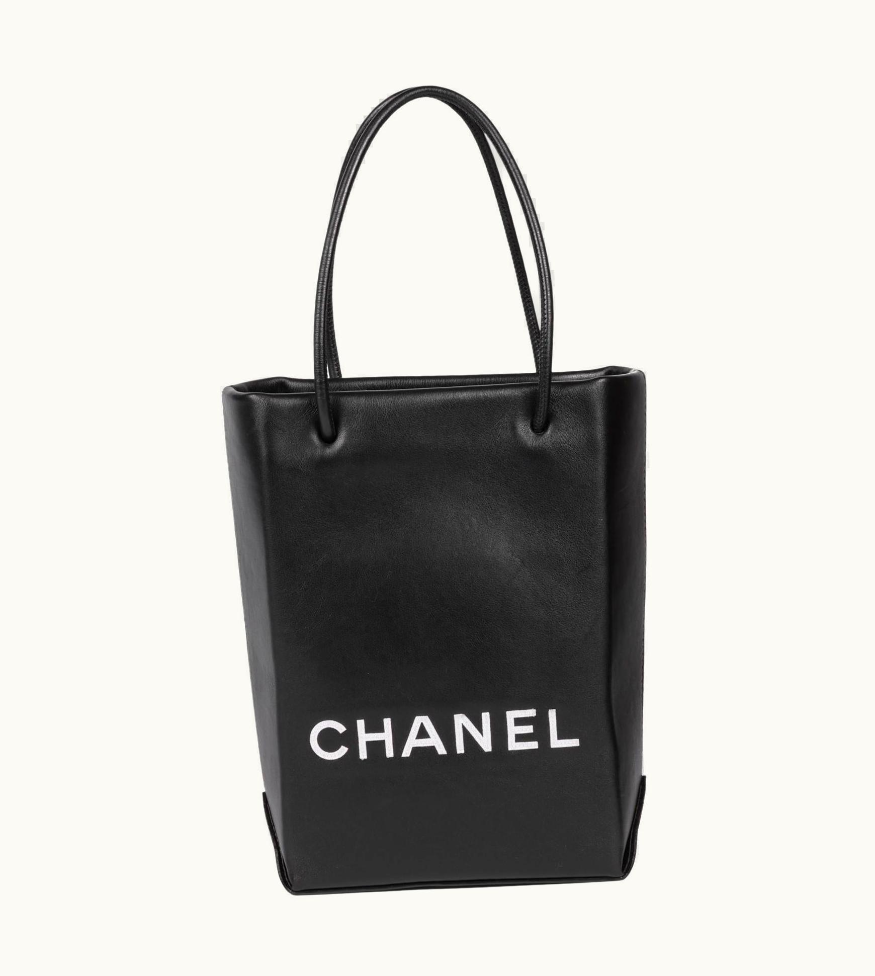 Chanel Chanel Black & White Lambskin Mini Shopping Bag Tote