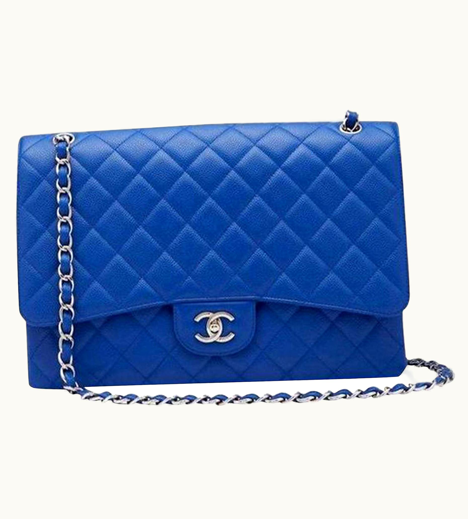 Chanel Chanel Xl Classic Flap Limited Edition Maxi Blue Caviar Bag