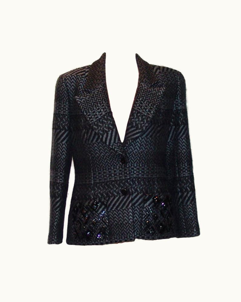 Chanel Chanel Black And Grey Printed Jacket With Sequins