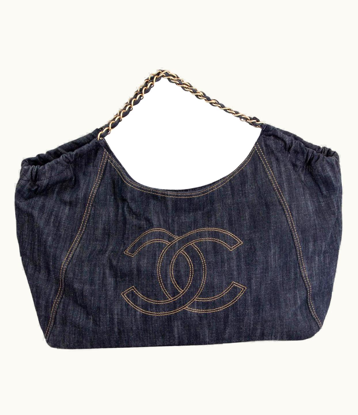 Chanel Chanel Dark Blue Jeans Coco Cabas Large Denim Hobo Bag