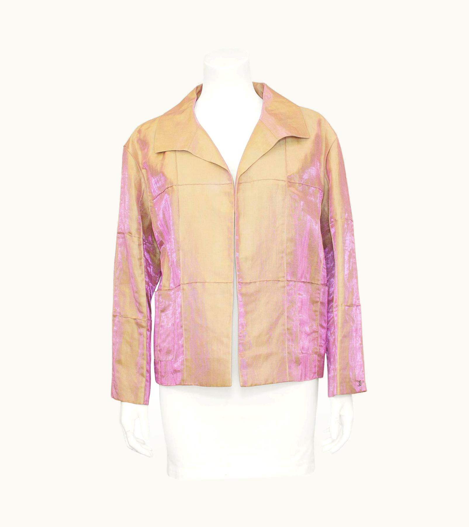 Chanel Early 2000s Chanel Pastel Iridescent Open Front Jacket