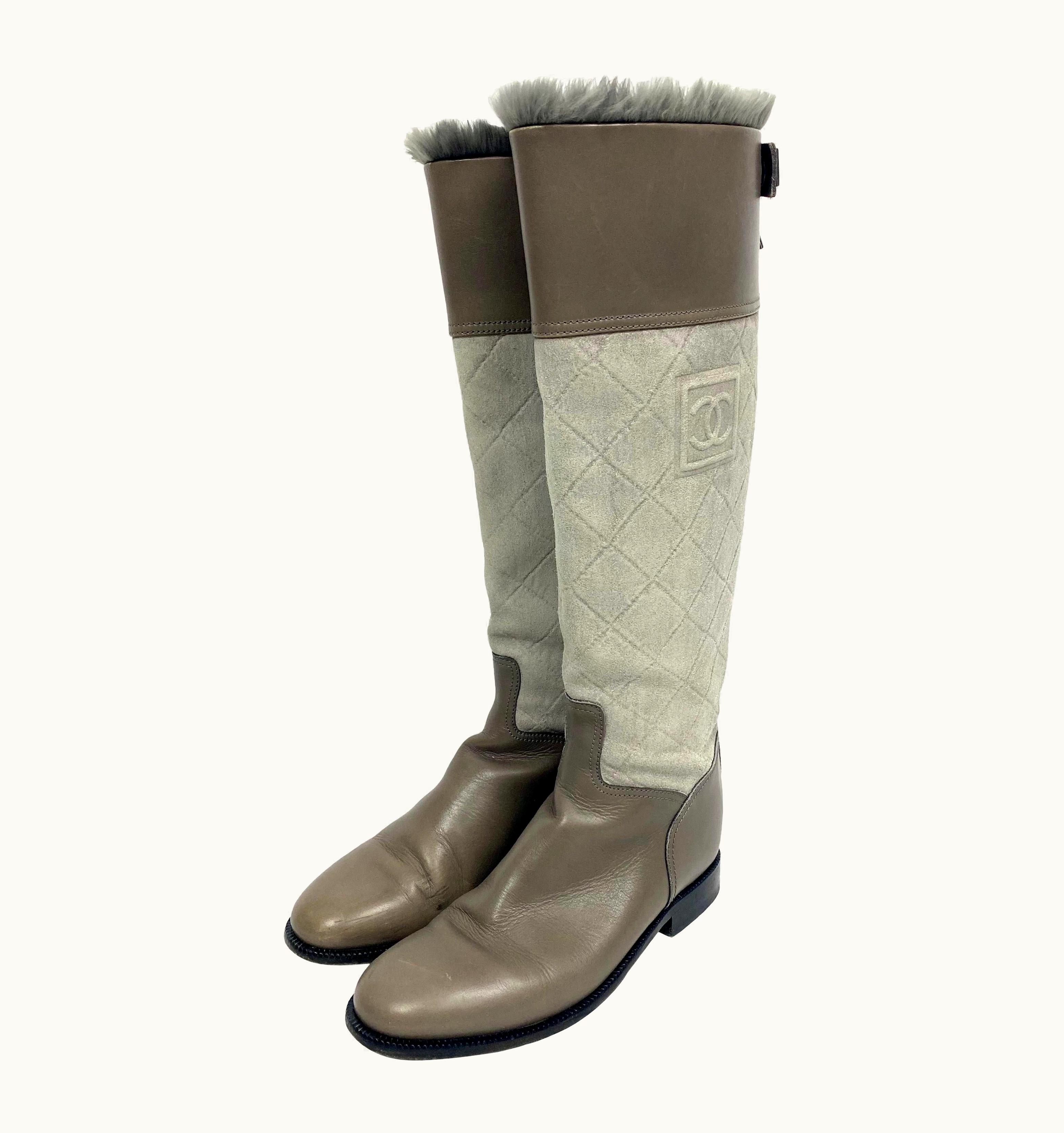 Chanel Chanel Riding Boots In Quilted Leather And Suede