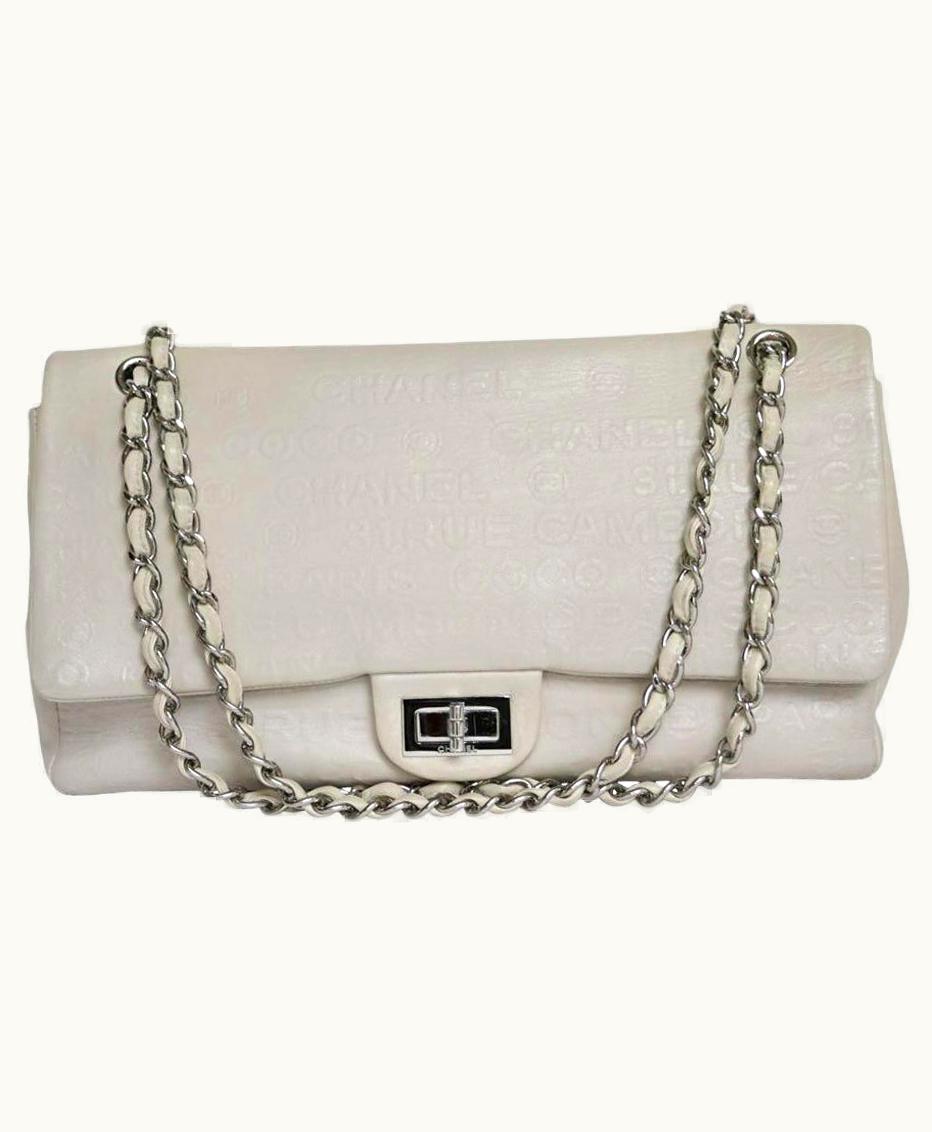 Chanel Chanel 2.55 Double Flap Bag In Cream Leather
