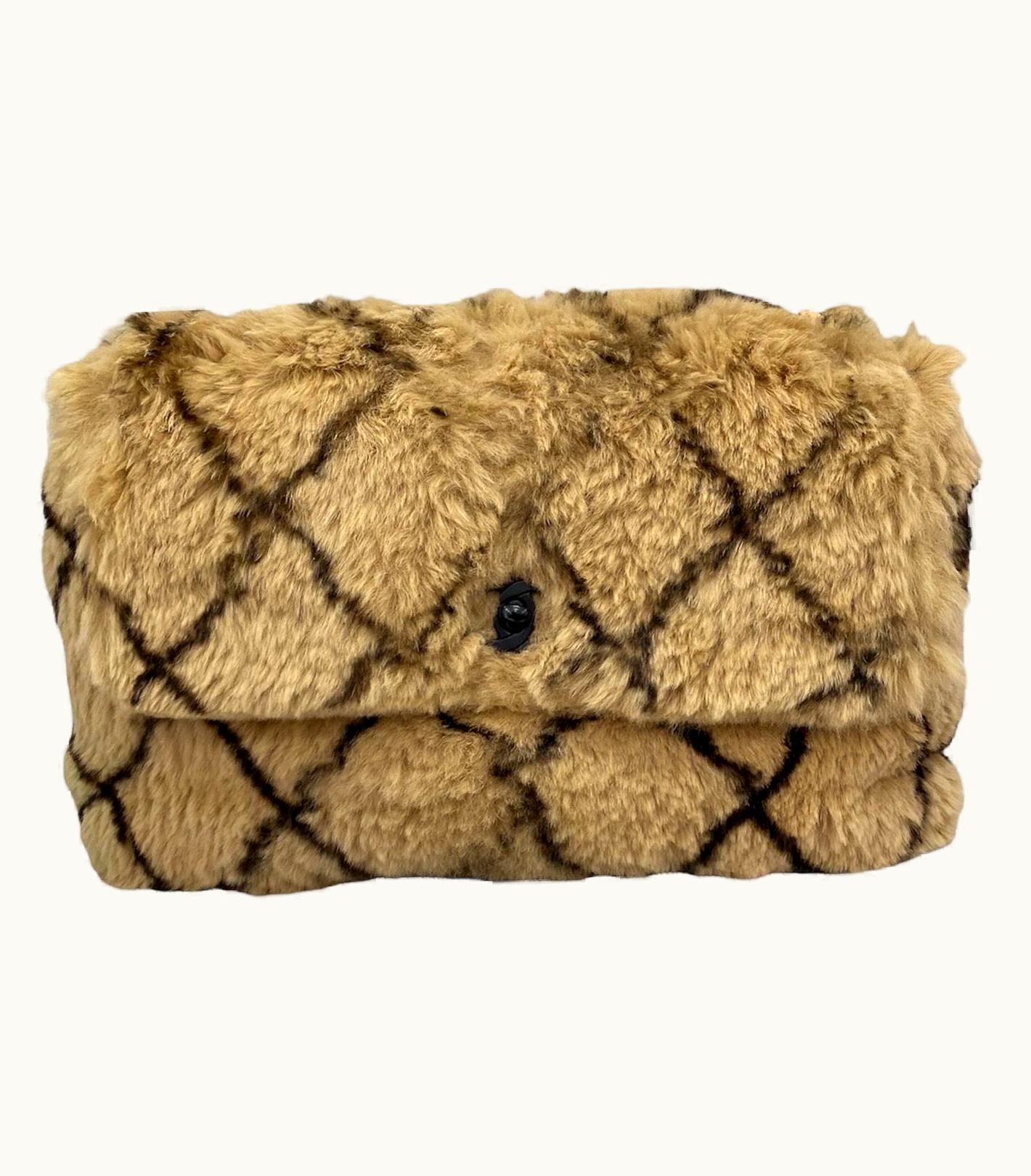 Chanel 20020 Chanel 2.55 Beige Faux Fur Shoulder Bag