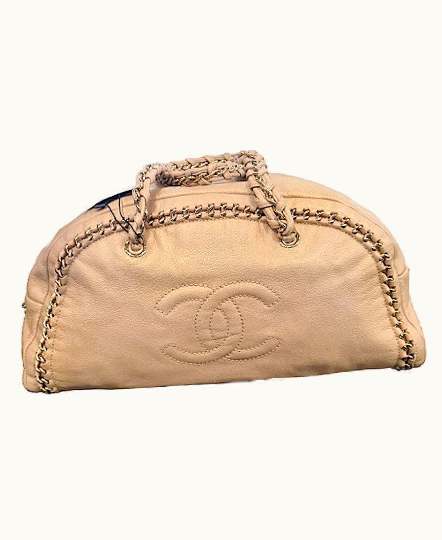 Chanel Chanel Bowling Bag In Iridescent Beige Lambskin Leather