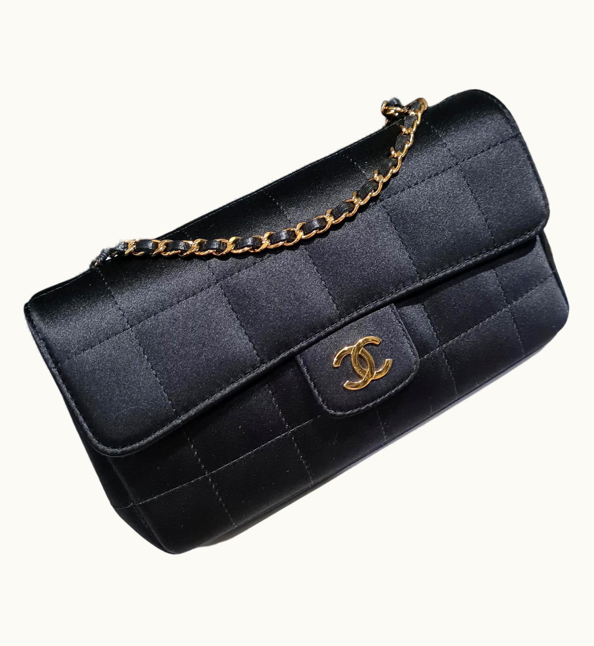 Chanel Chanel Vintage Satin Chocolate Bar Quilted Flap Bag