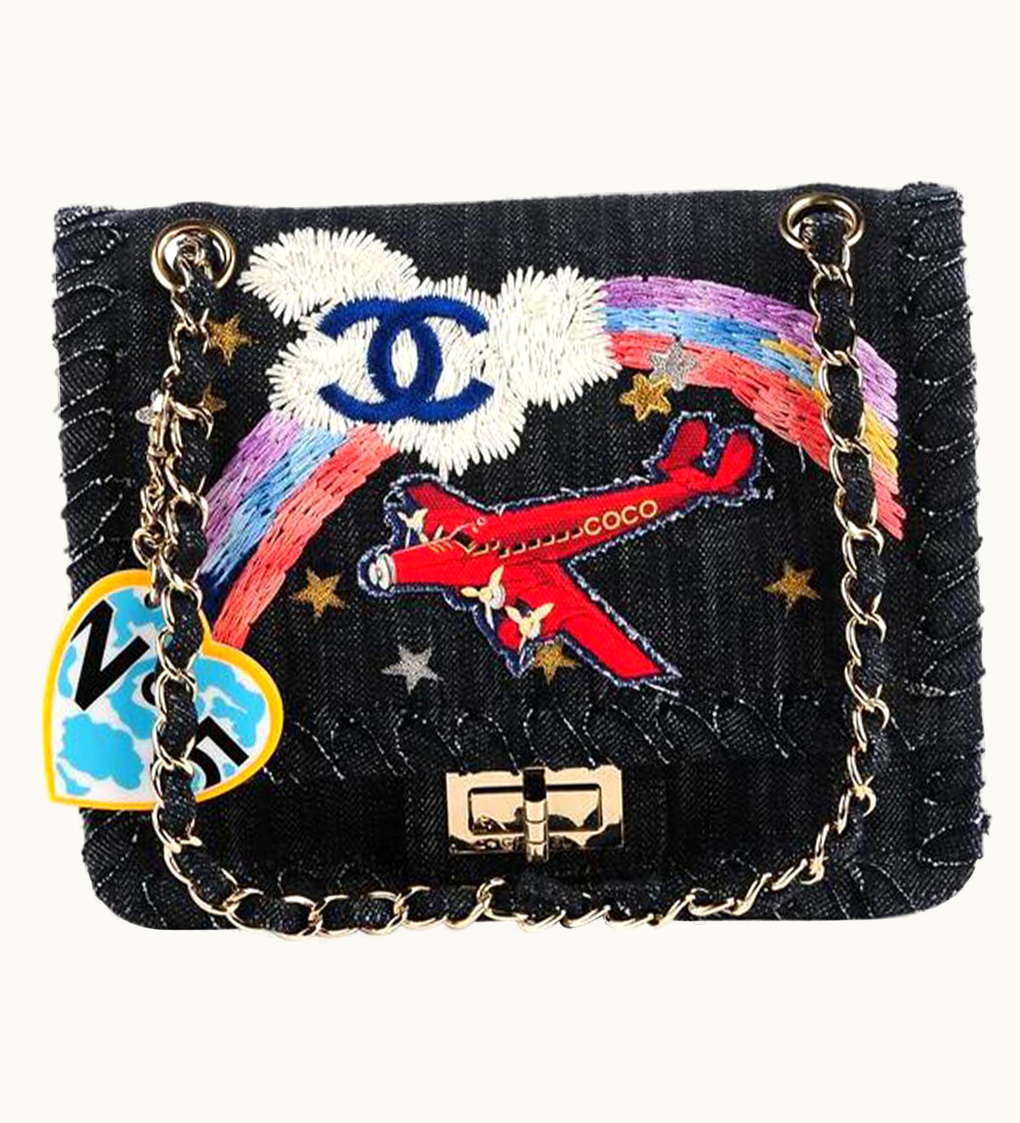 Chanel Chanel 2.55 Reissue Limited Edition Airplanes Flap Blue Denim Shoulder Bag