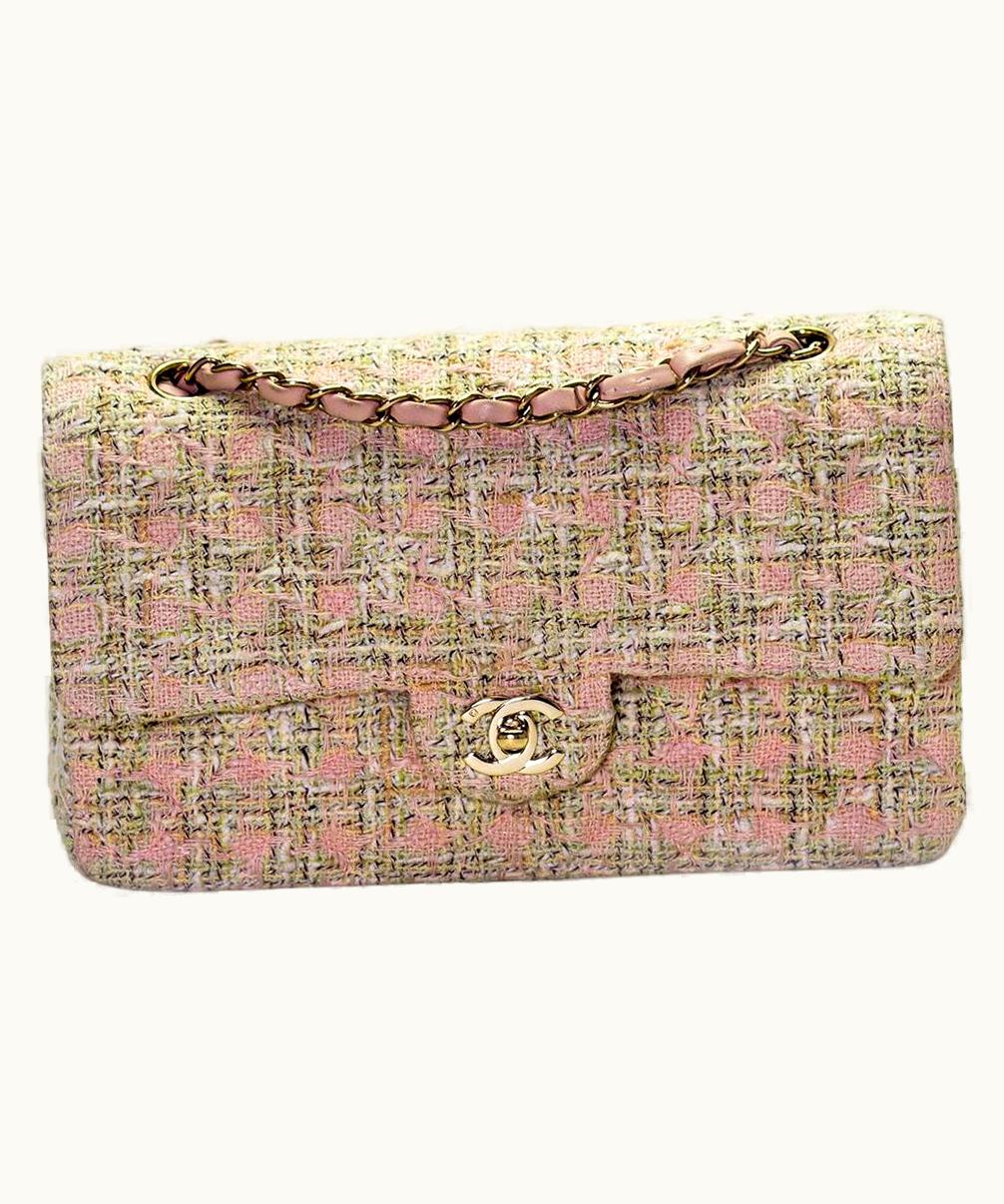 Chanel Chanel Classic Flap 2.55 Baby Pink Tweed Shoulder Bag UZ0592825