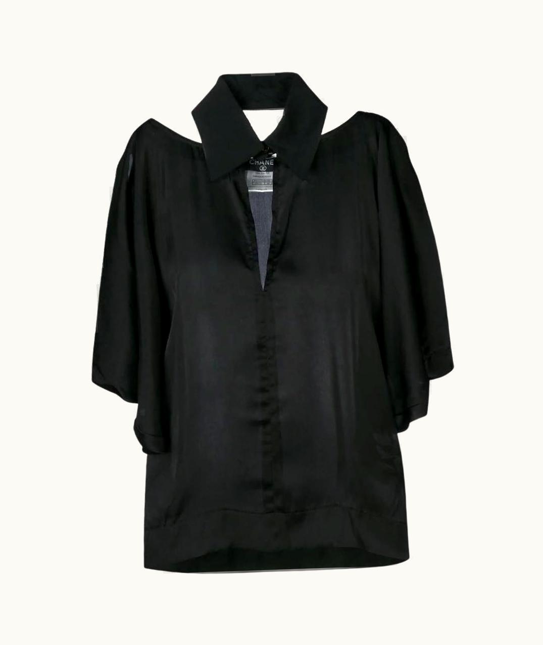 Chanel 2000s Chanel Vintage Black Blouse With Cut-out Detail