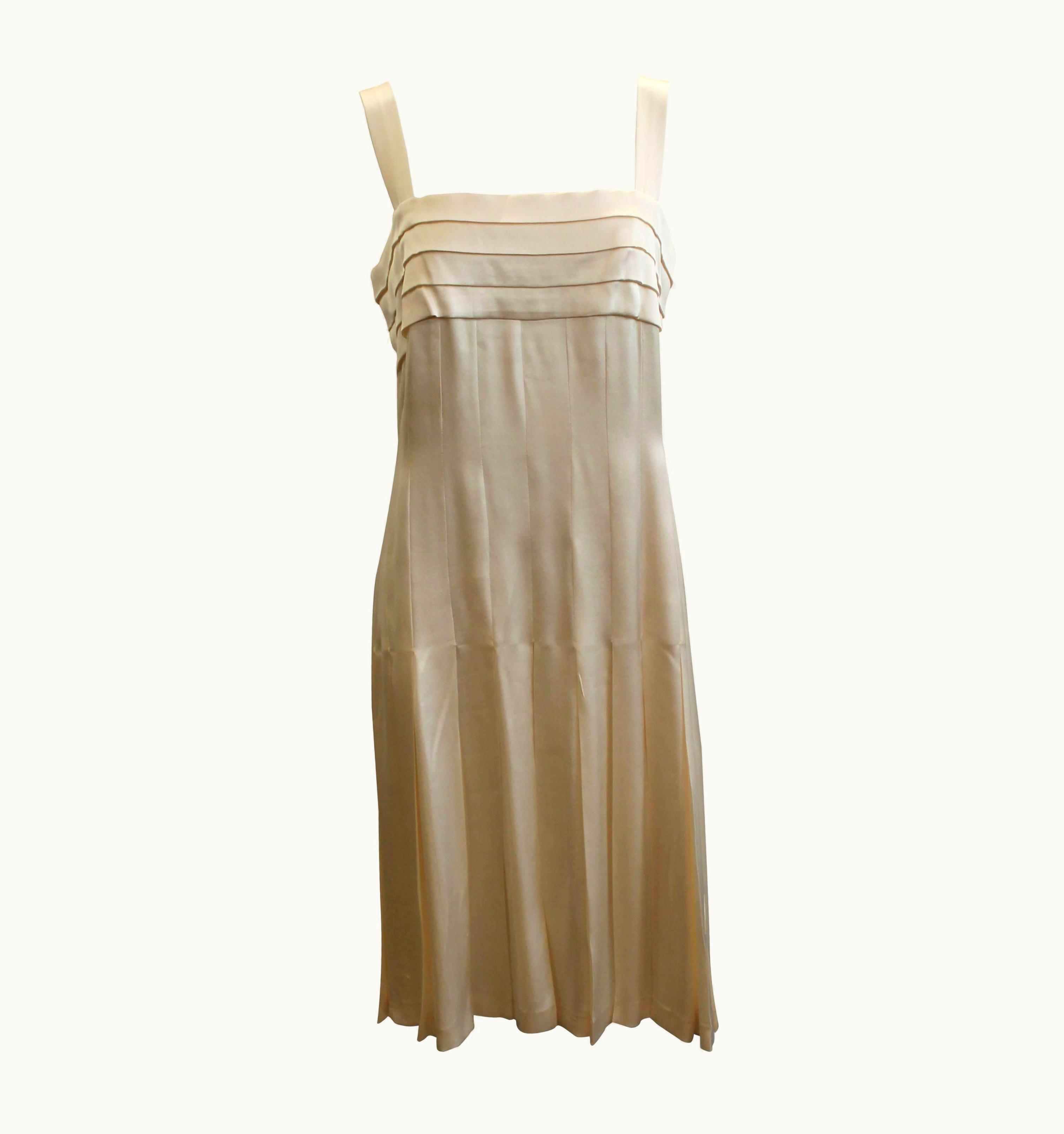 Chanel Chanel Ivory Silk Pleated Flapper Inspired Dress