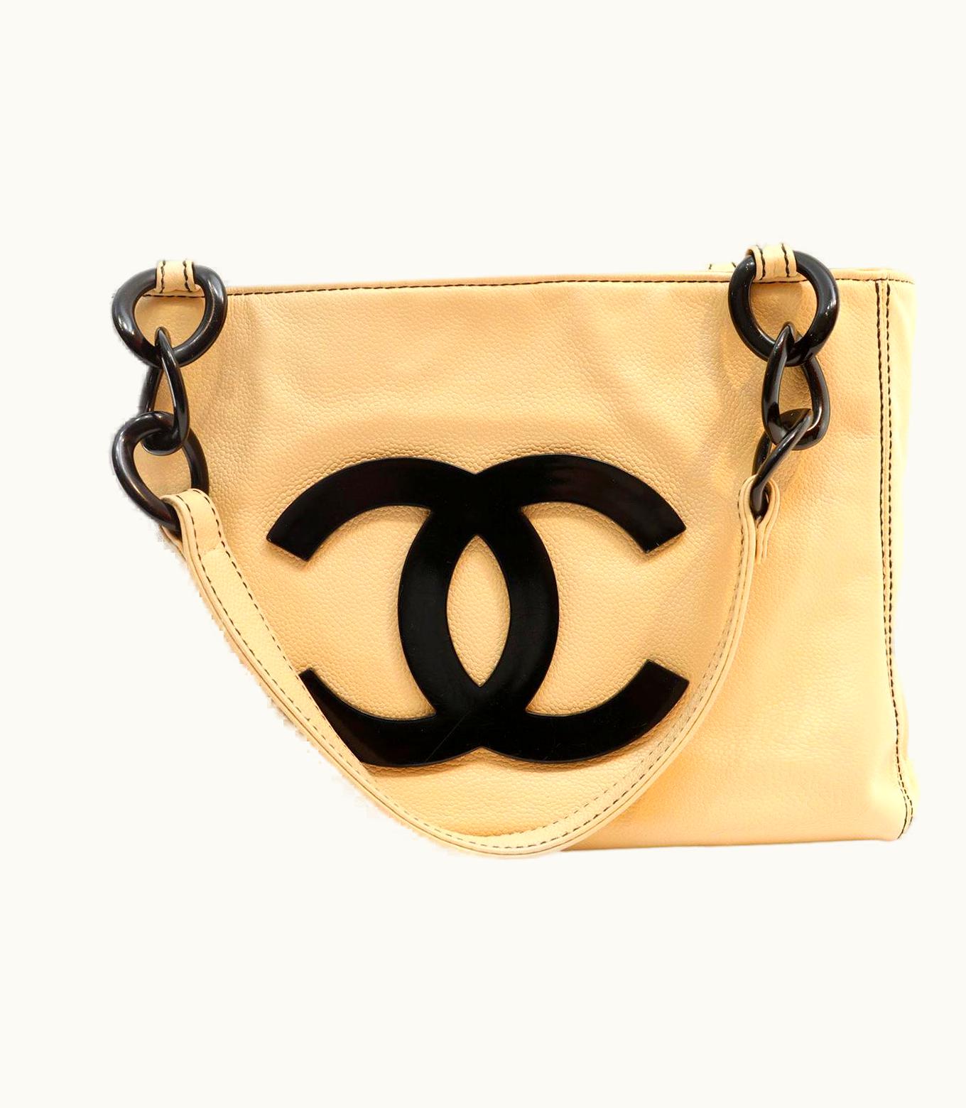 Chanel Chanel Beige Caviar And Black Resin Cc Tote