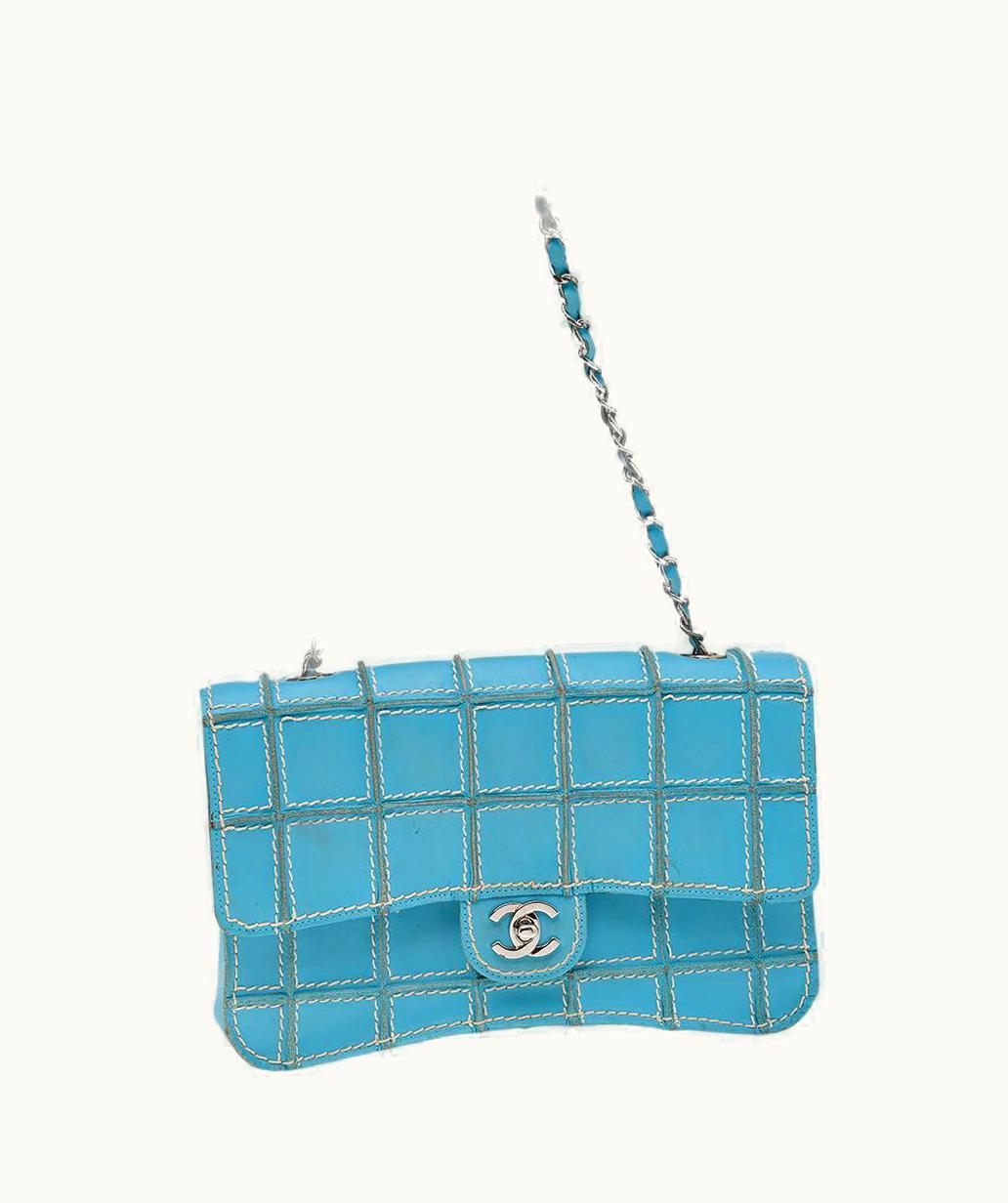 Chanel Chanel Light Blue Leather Vintage Square Wild Stitch Bag
