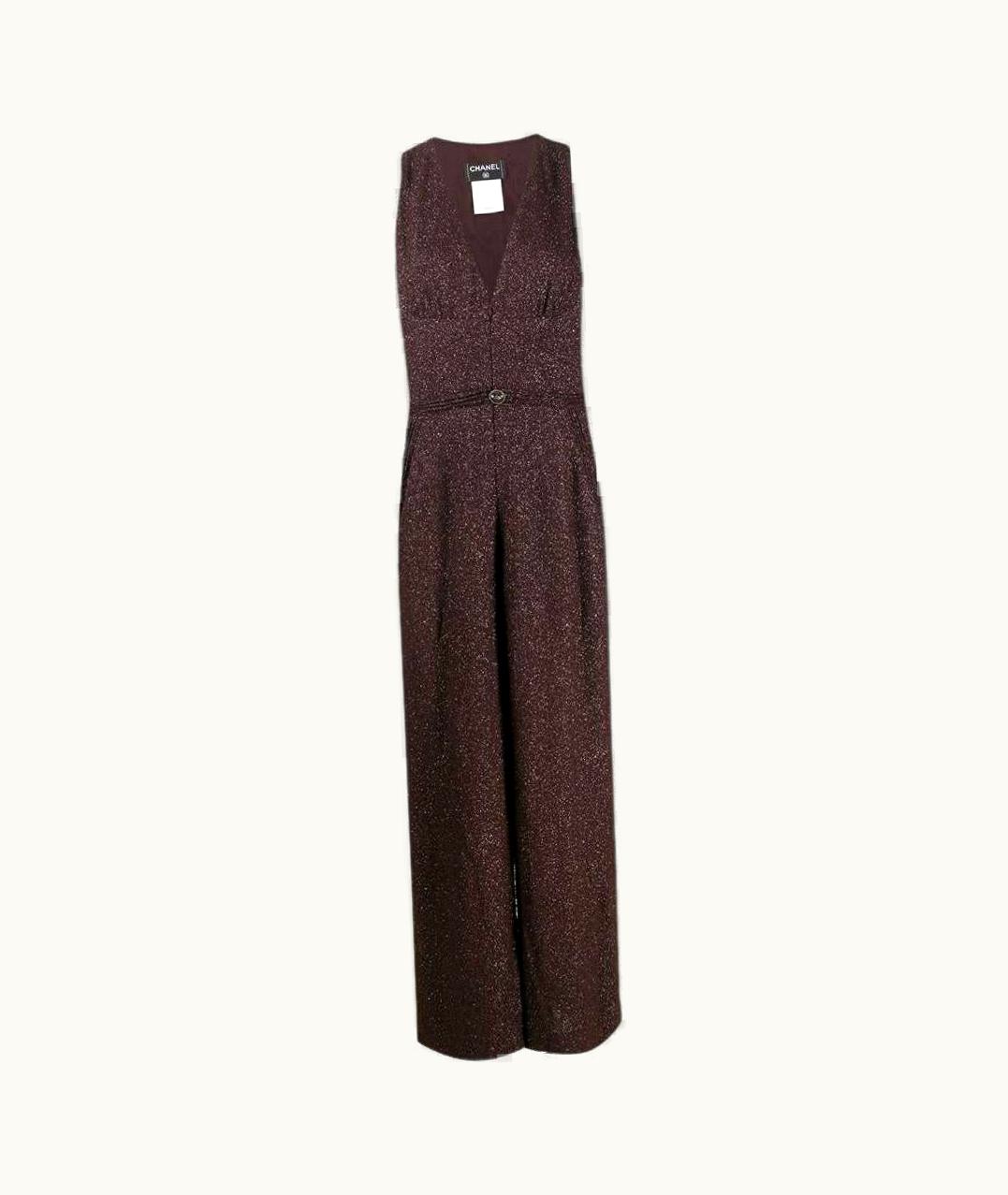 Chanel 00s Chanel Vintage Burgundy Jumpsuit With Silver Lurex Thread
