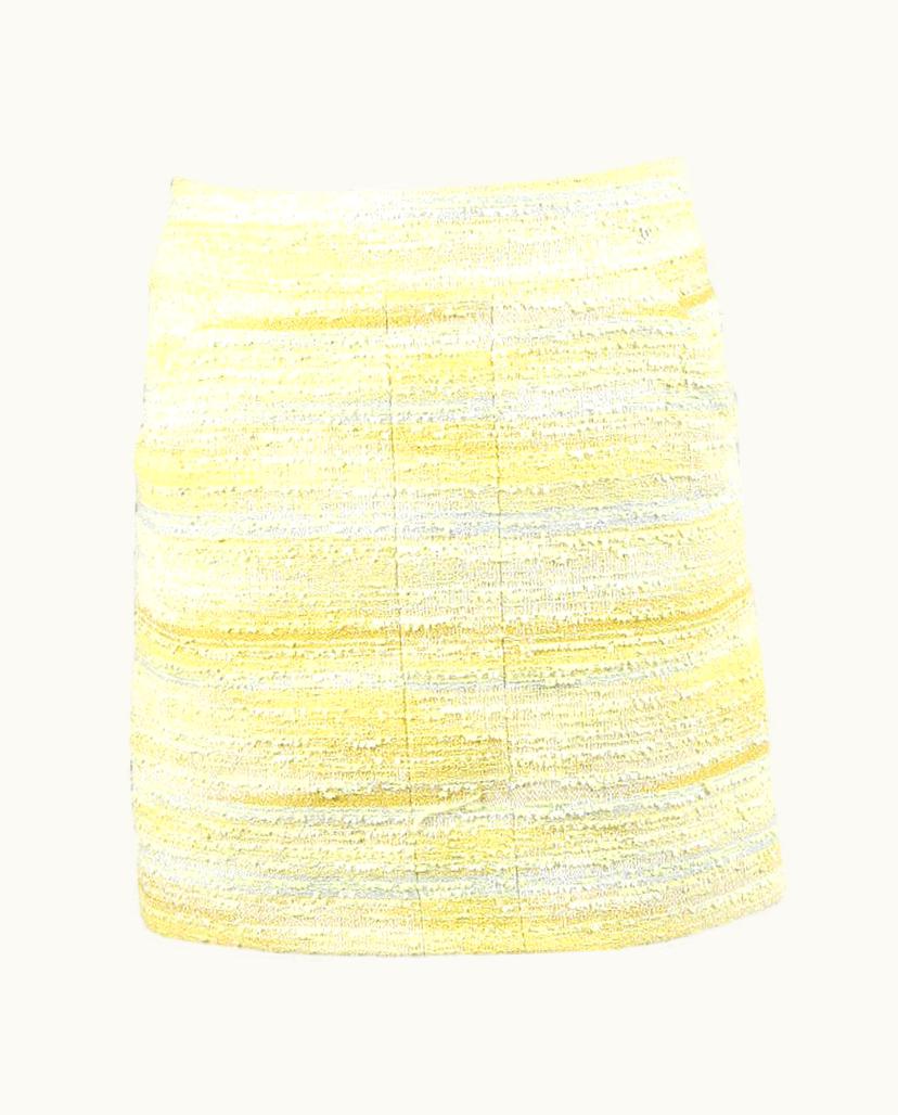 Chanel Chanel Yellow & Grey Cotton Blend Tweed Mini Skirt