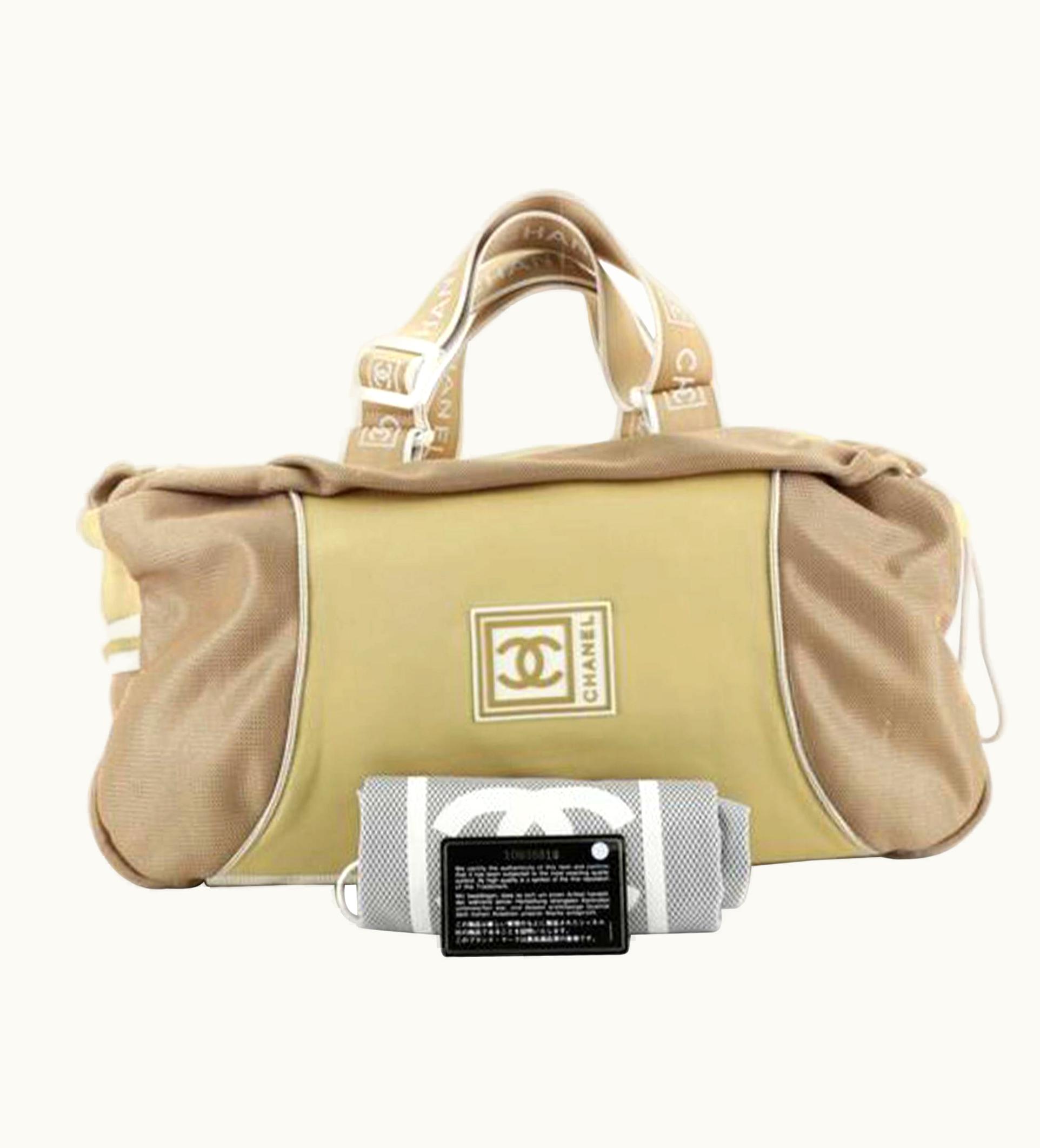 Chanel Chanel Shopping Tote Duffle Cc Sport Line Beige Nylon