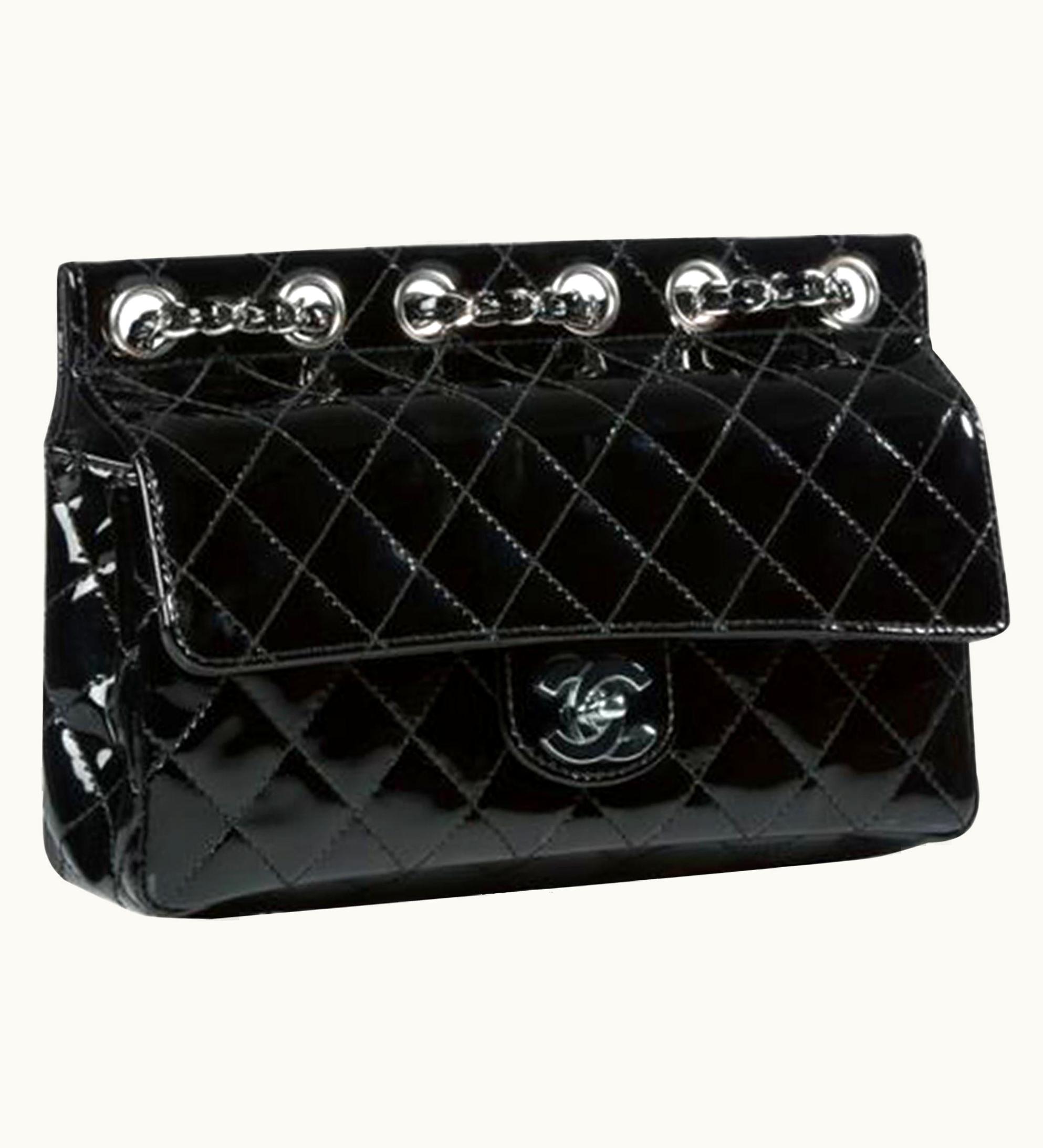 Chanel Chanel Classic Flap Supermodel Super Rare Quilted Black Patent Leather Bag UZ0592871