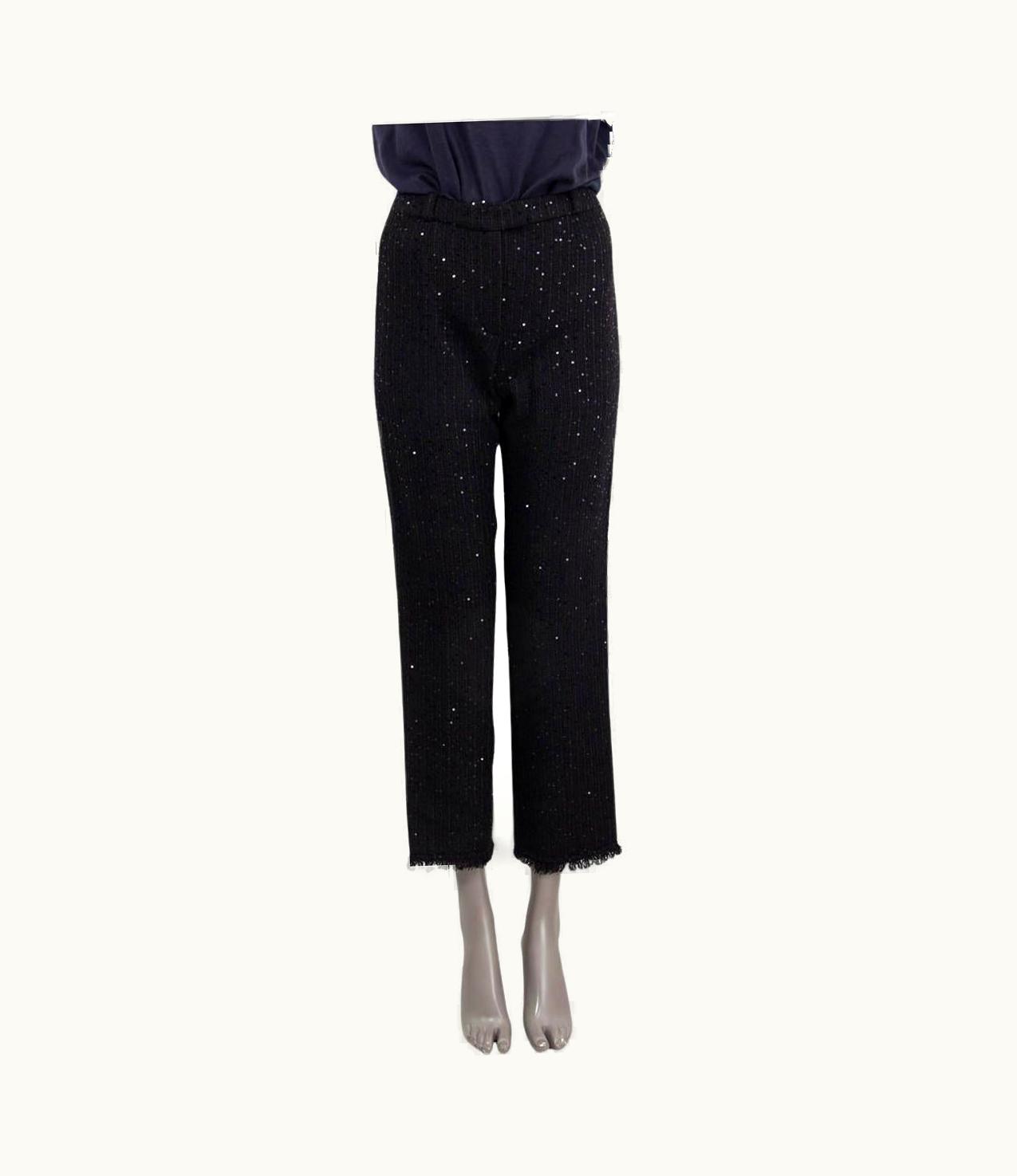 Chanel Chanel Black 2004 04p Sequin Embellished Tweed Pants