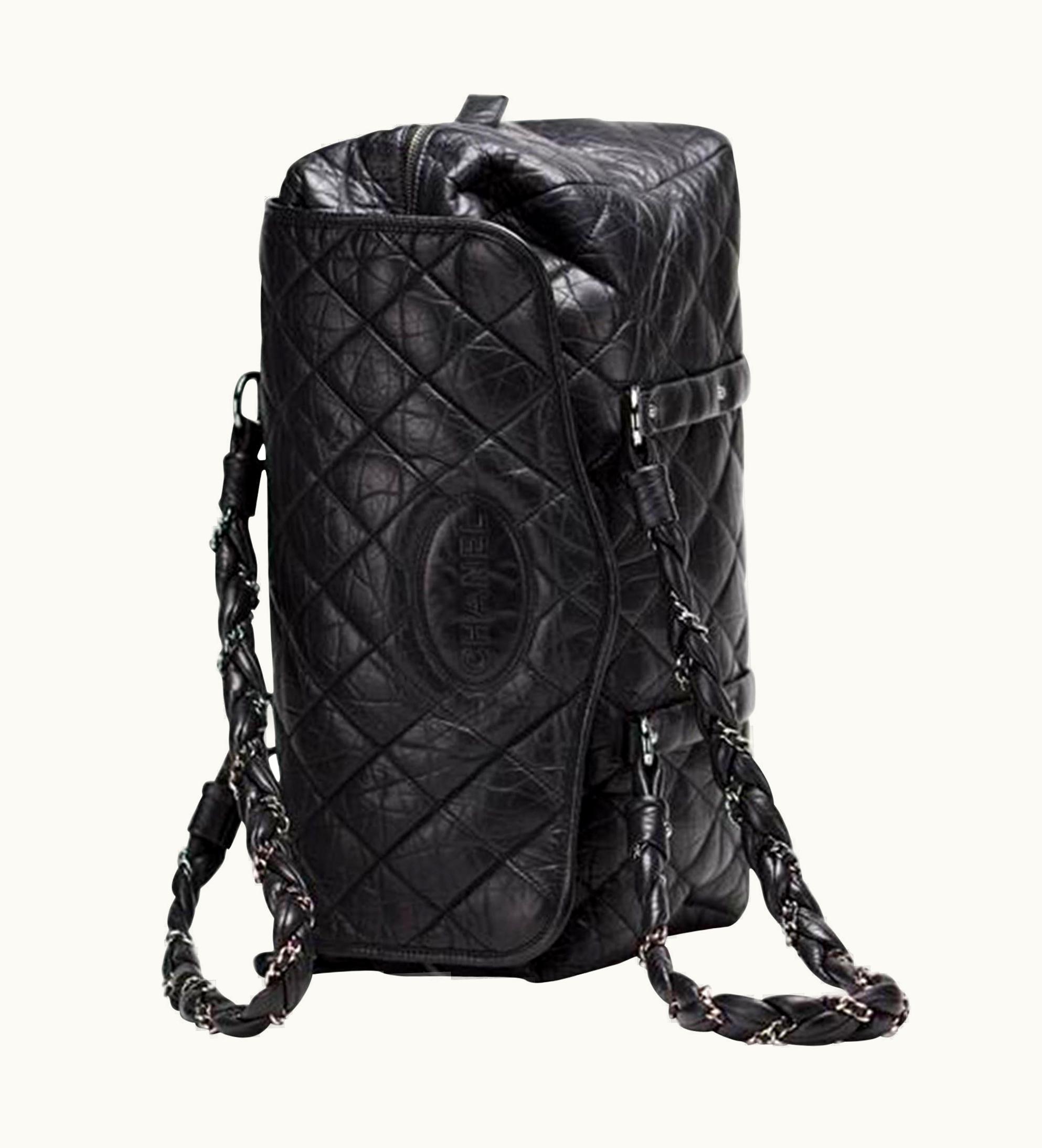 Chanel Chanel Timeless Classic Flap Quilted Distressed Large Blck Calfskin Leather Tote