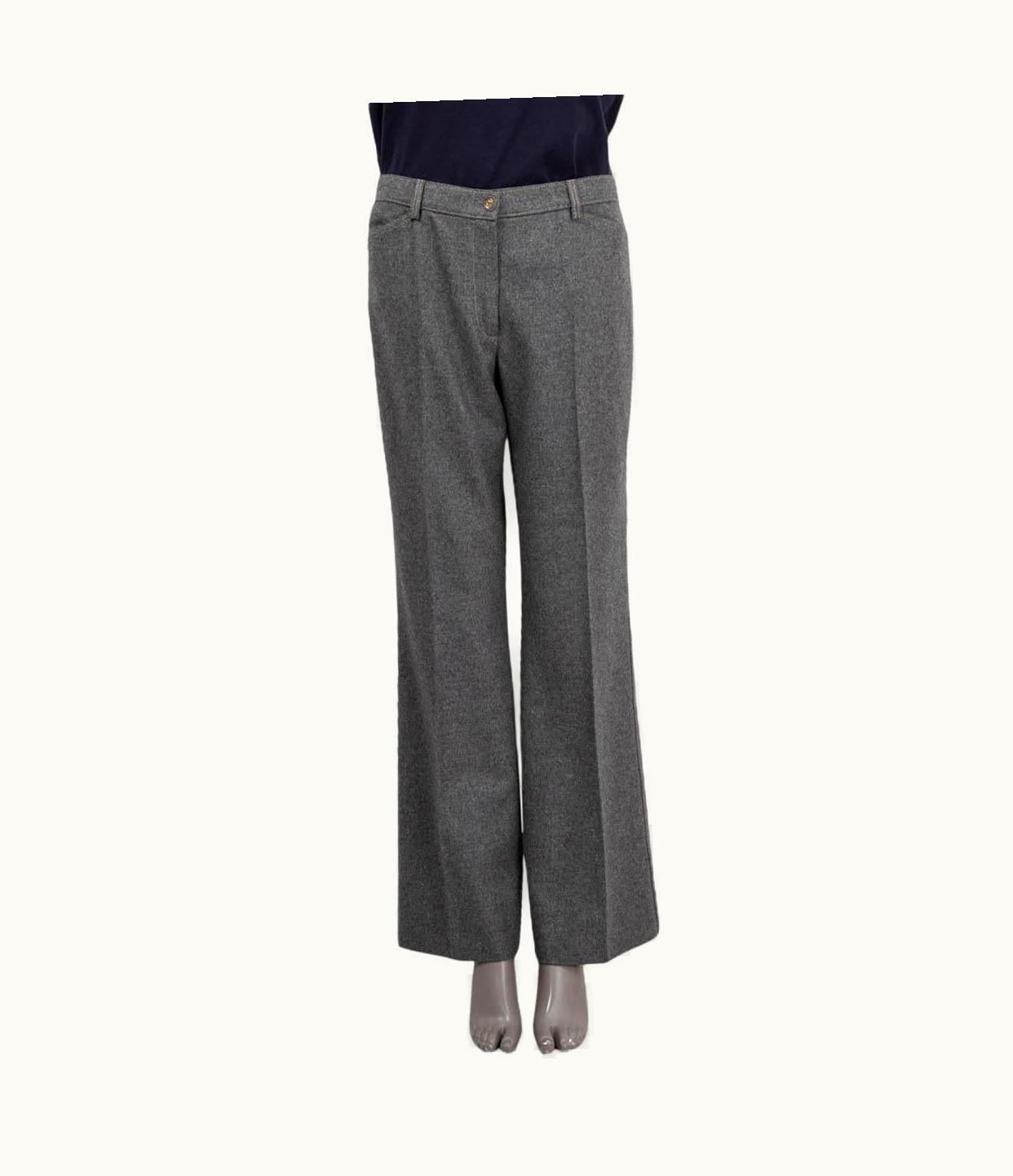 Chanel Chanel Grey Wool 2005 05a Wide Leg Pants