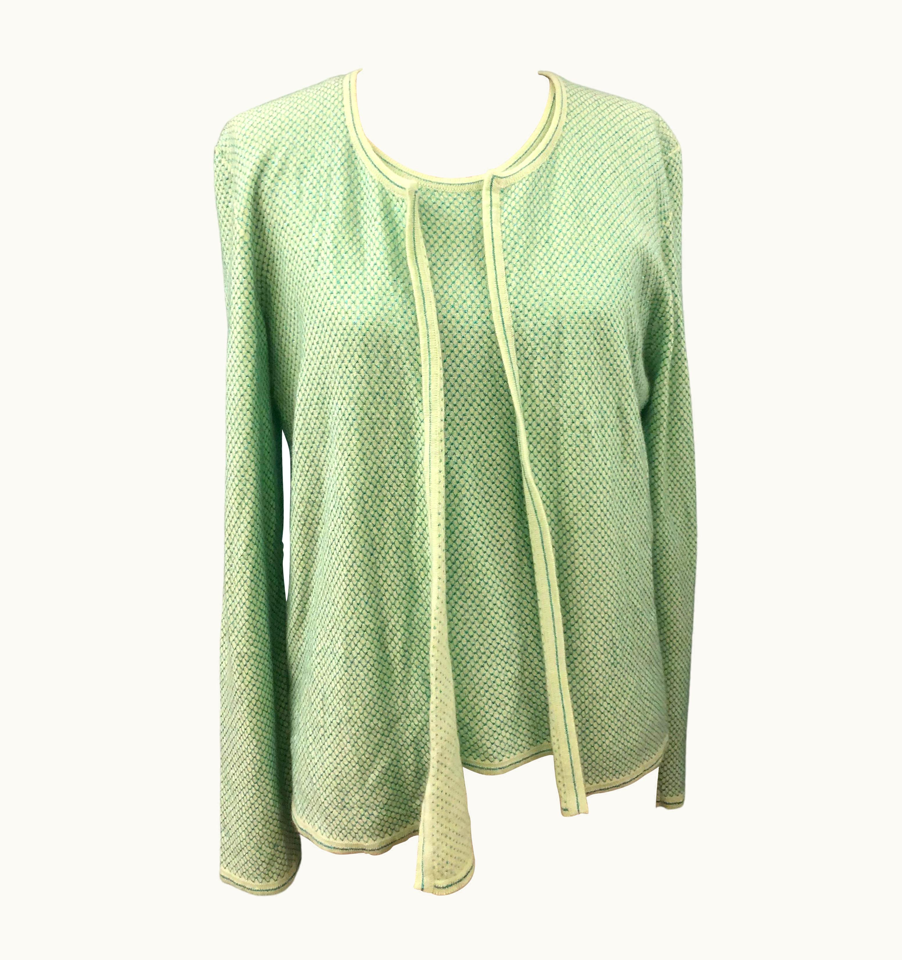 Chanel Chanel Green Cashmere Blue Metallic Knitted Twin Sets