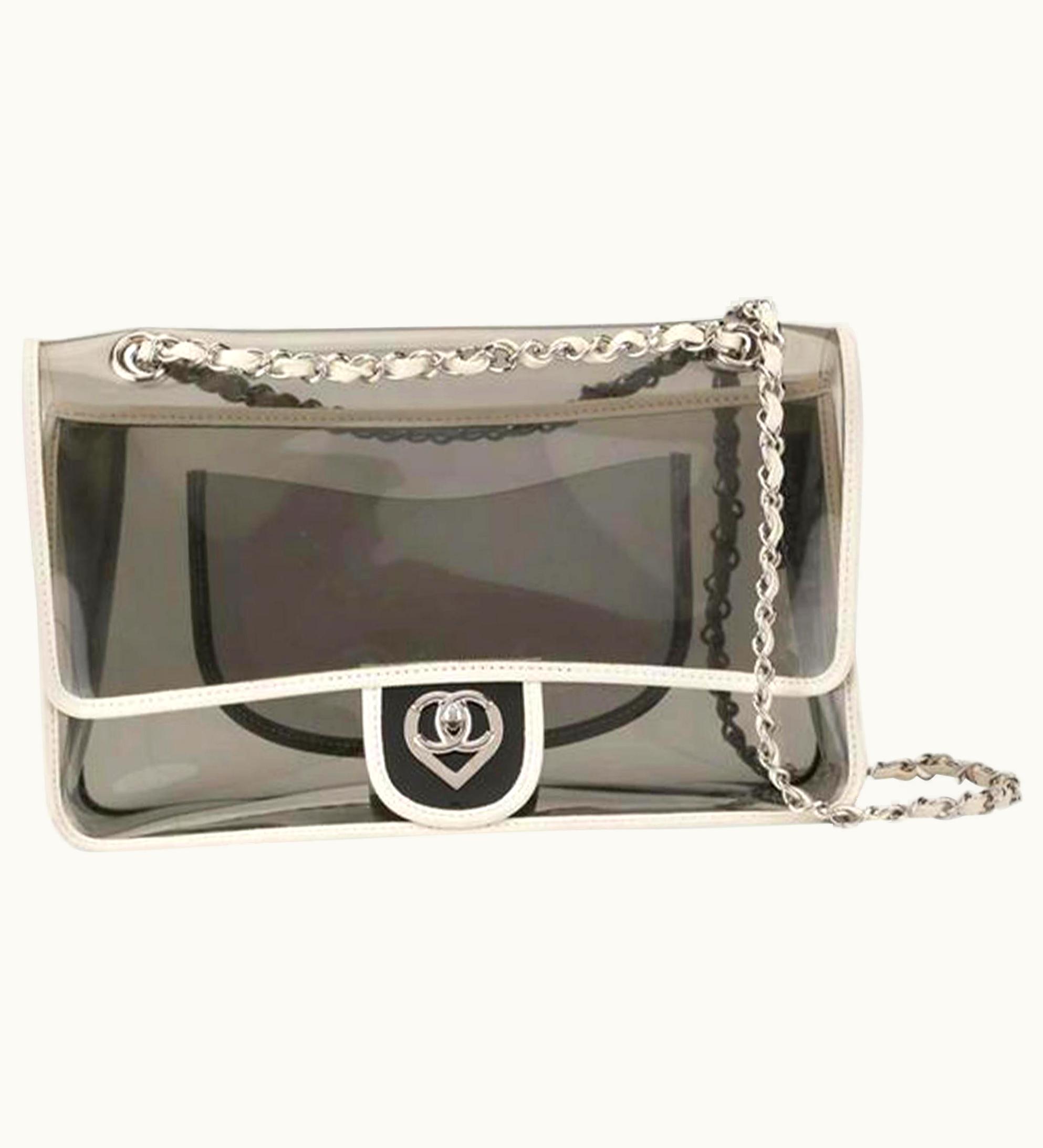 Chanel Chanel 2.55 Reissue Transparent Classic Heart Flap Vintage White Grey Clear Bag
