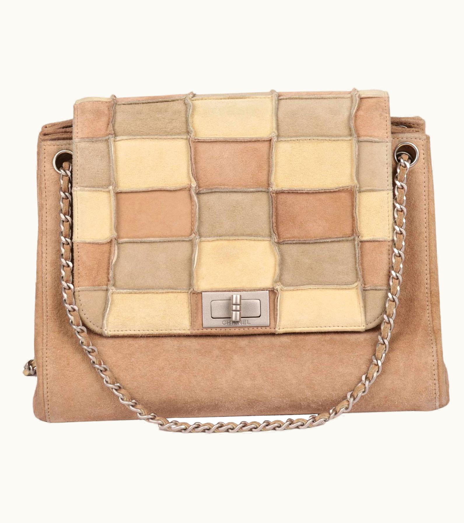 Chanel Chanel Beige Patchwork Suede Small Accordion 2.55 Reissue Classic Flap Bag