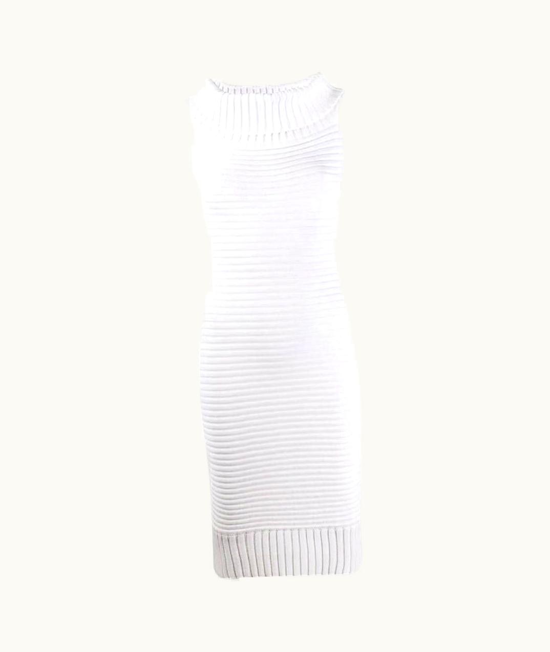 Chanel 2000s Chanel Vintage White Ribbed Stretch Sleeveless Mini Dress