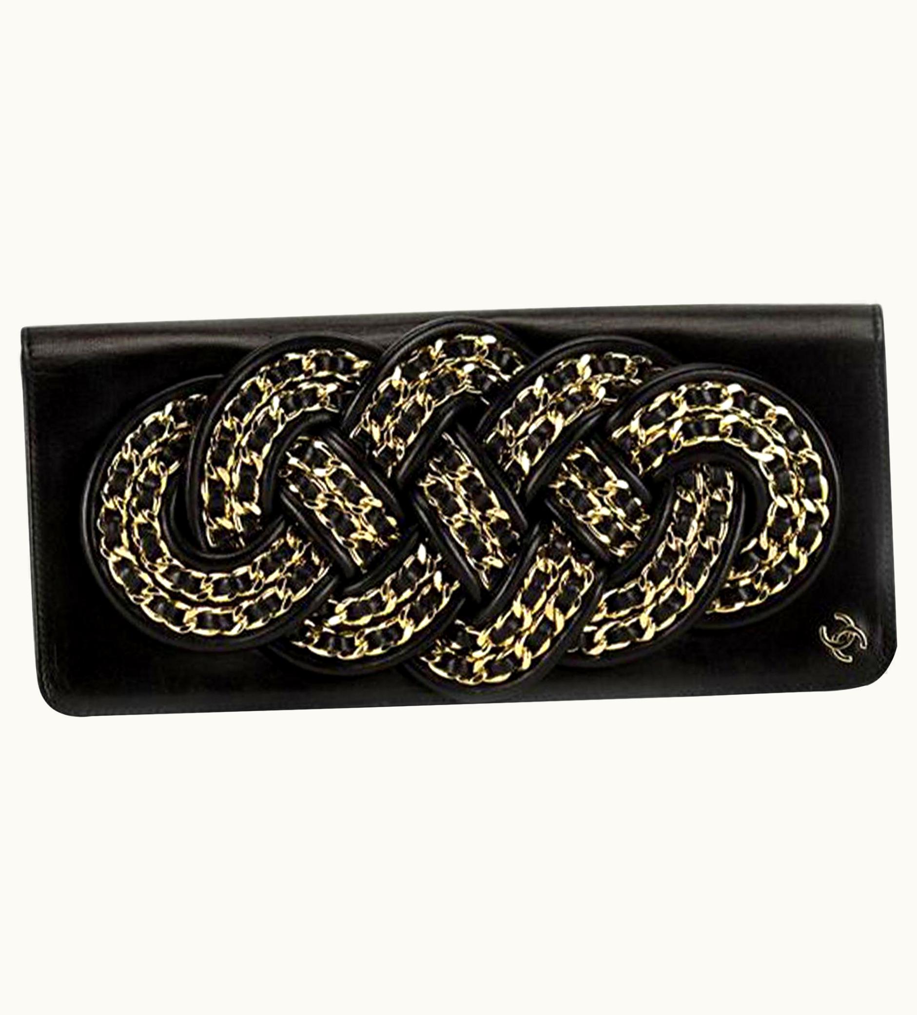 Chanel Chanel Twisted Chain Knotted Limited Edition Rare Black Lambskin Clutch UZ0592927