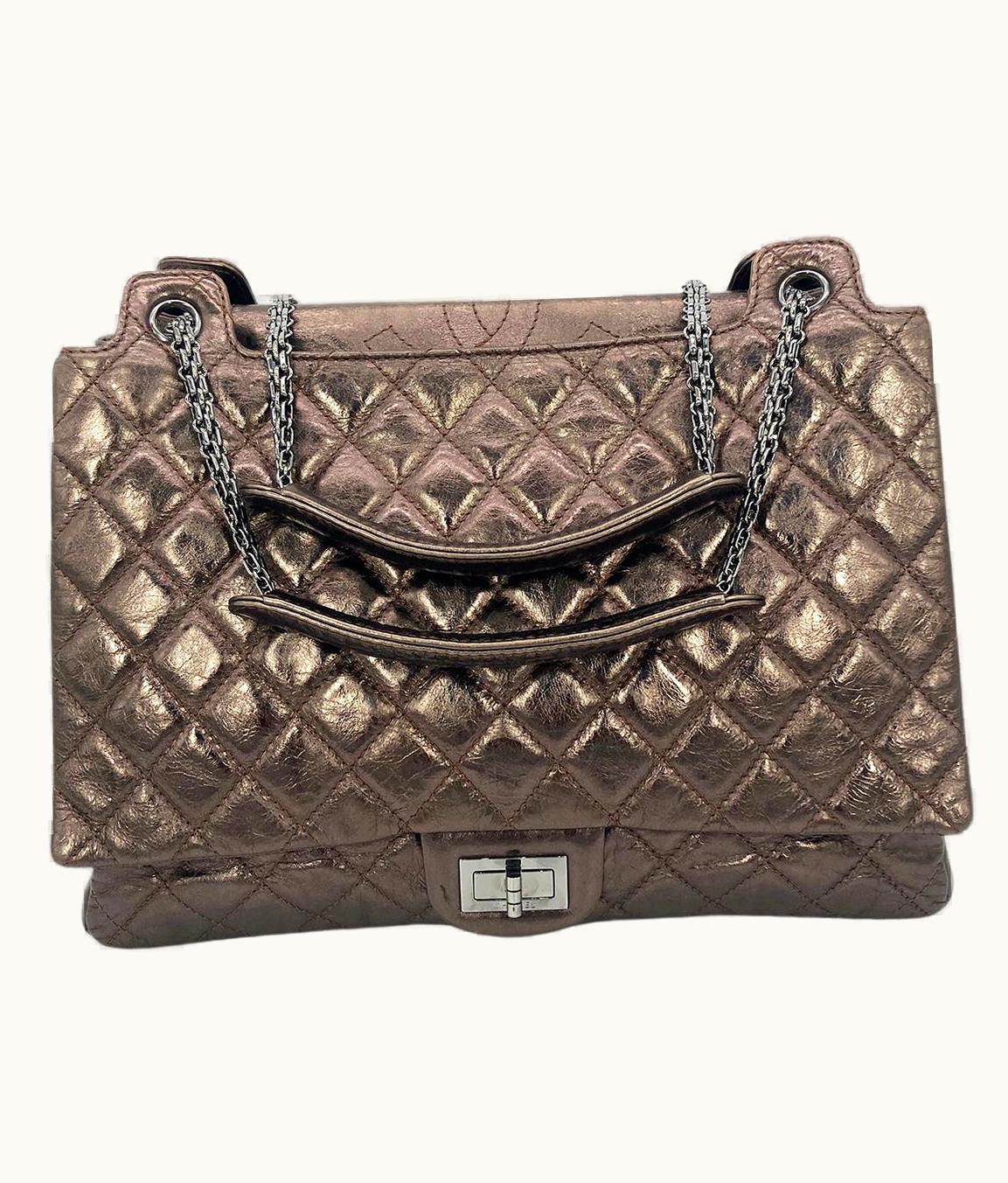 Chanel Chanel Classic Flap Metallic Bronze Leather Shopping Tote