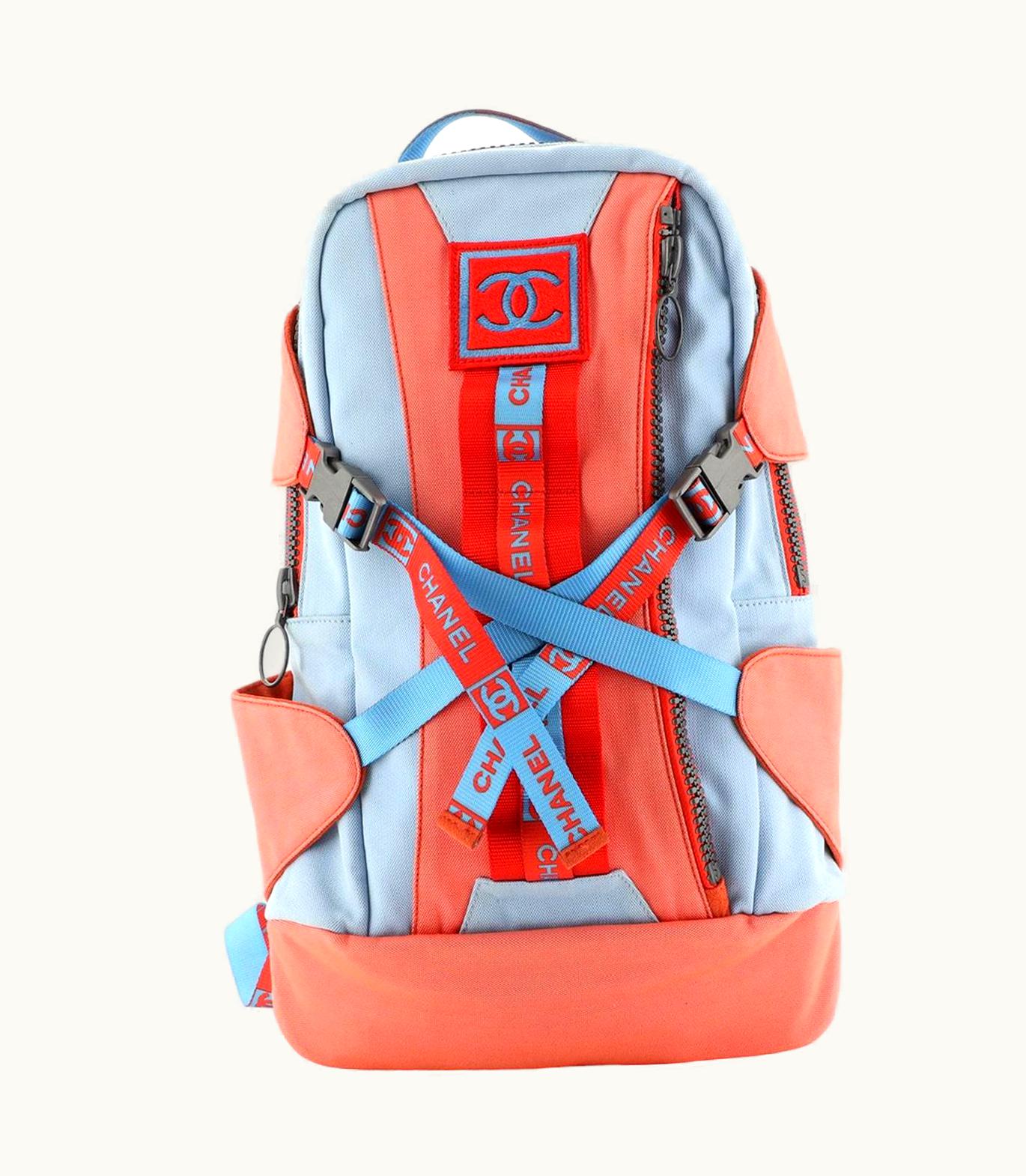 Chanel Chanel Rare Nylon Light Blue & Orange Spring 2002 Runway Sport Backpack