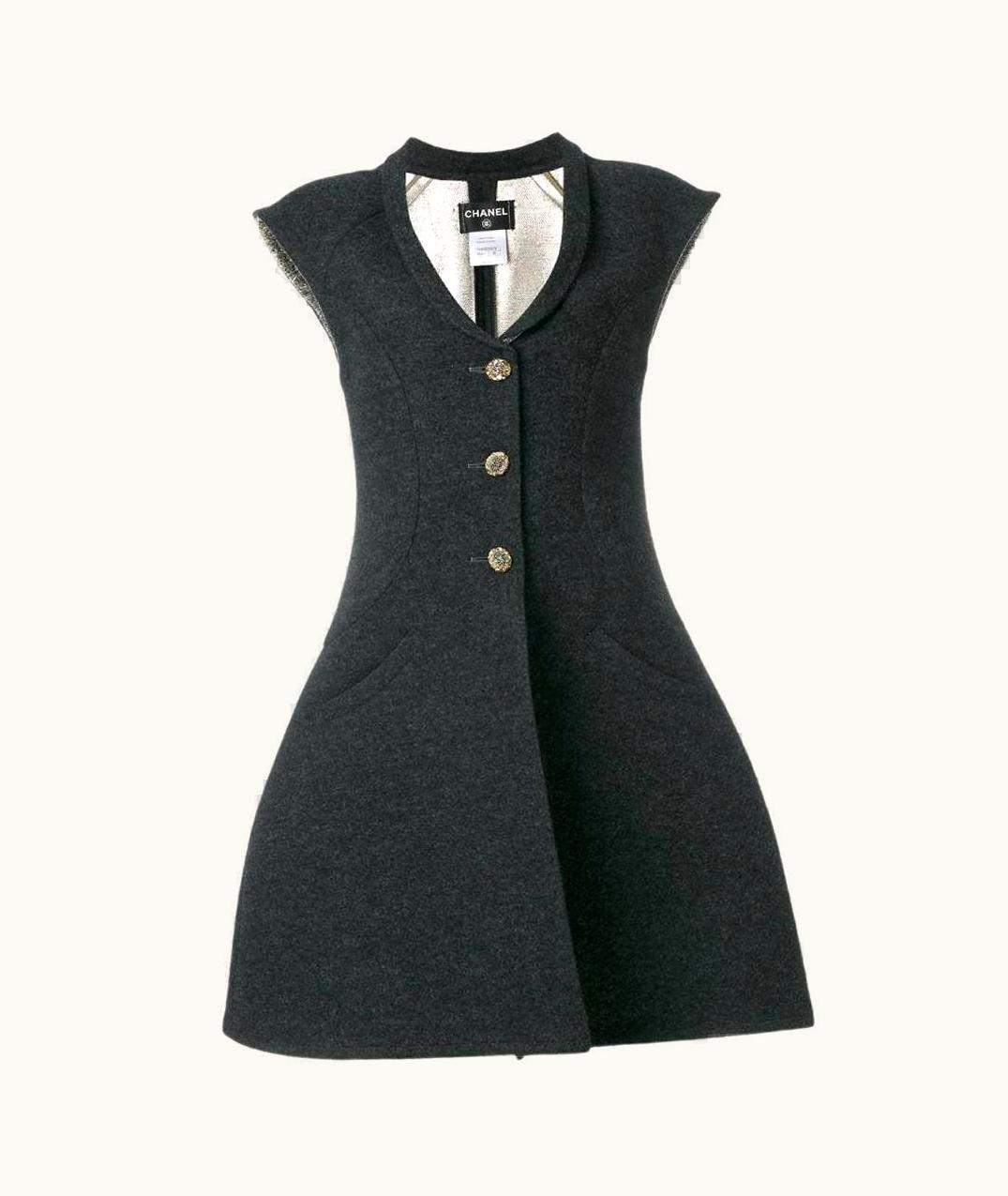 Chanel Chanel Vintage 2000s Dark Grey Mid-length Vest-overcoat Dress