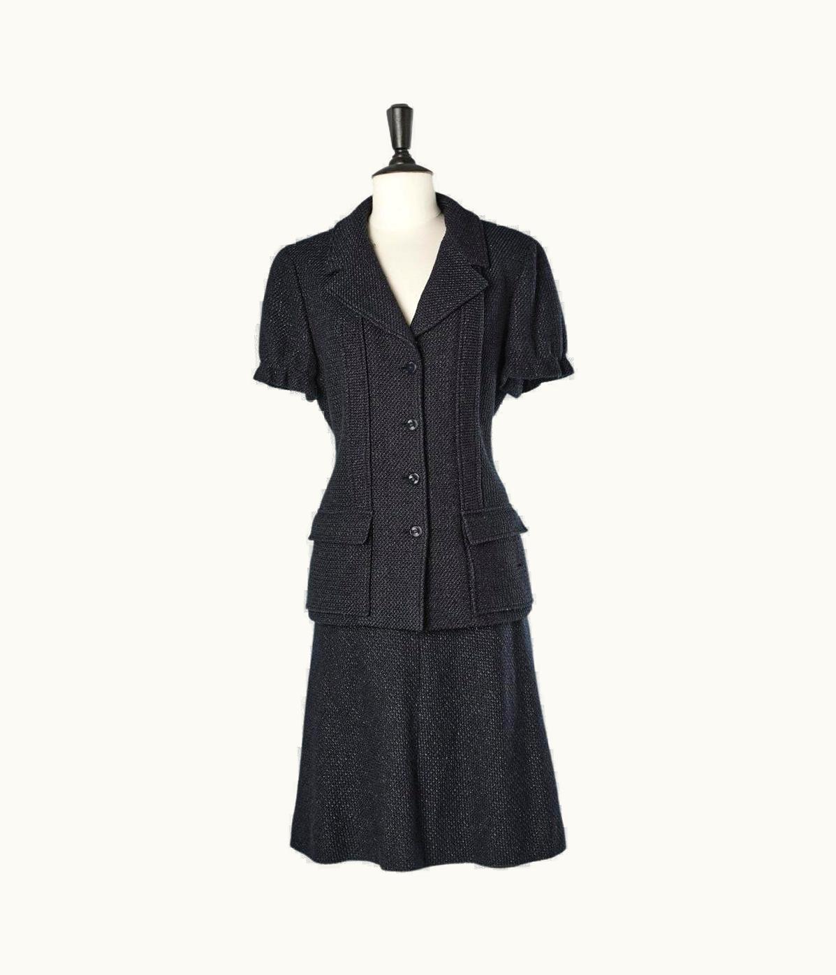 Chanel Tweed And Lurex Skirt Suit With Short Sleeves Chanel
