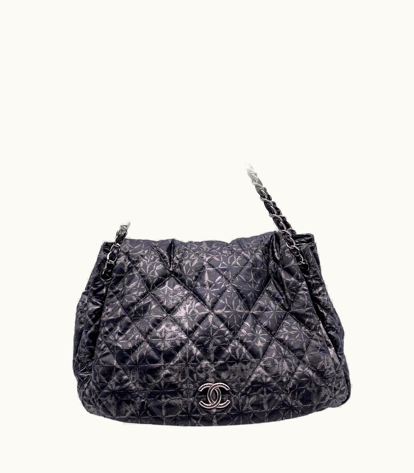 Chanel Chanel Rock In Moscow Grey Abstract Print Nylon Accordion Flap Bag