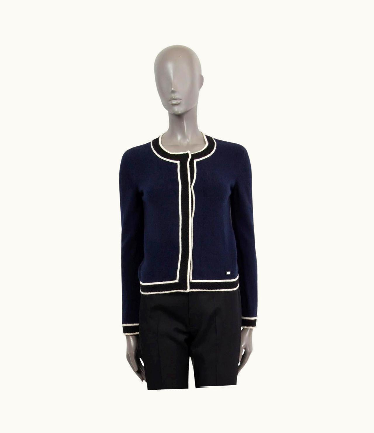 Chanel Chanel Navy Cashmere 2002 02c Contrast Trim Cardigan Sweater