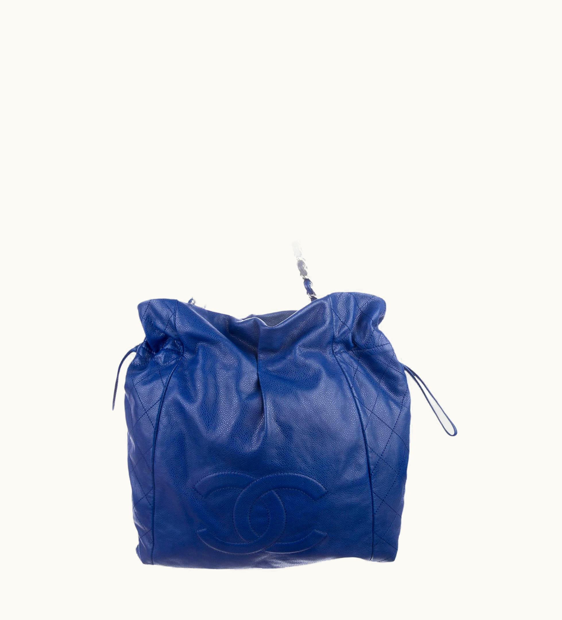 Chanel Chanel Timeless Faux Drawstring Royal Blue Caviar Leather Shopping Tote