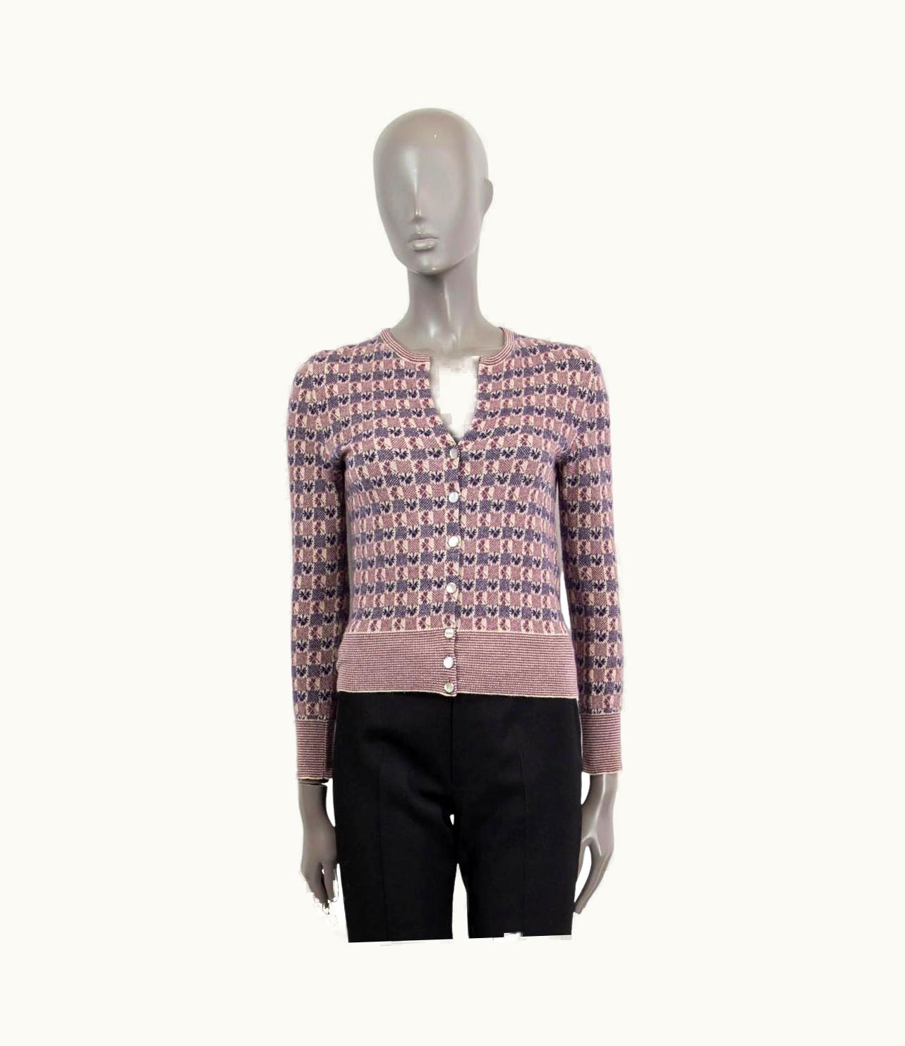 Chanel Chanel Purple & Pink Cashmere 2001 01p Clover Cardigan Sweater